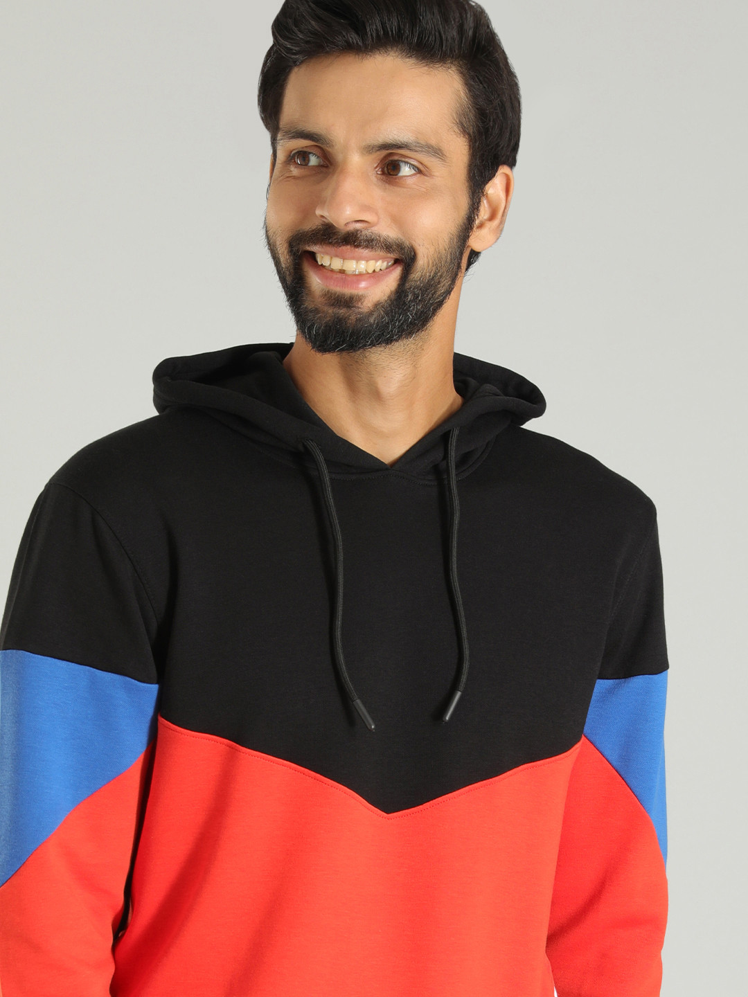 

Indian Terrain Colourblocked Hooded Sweatshirt, Orange