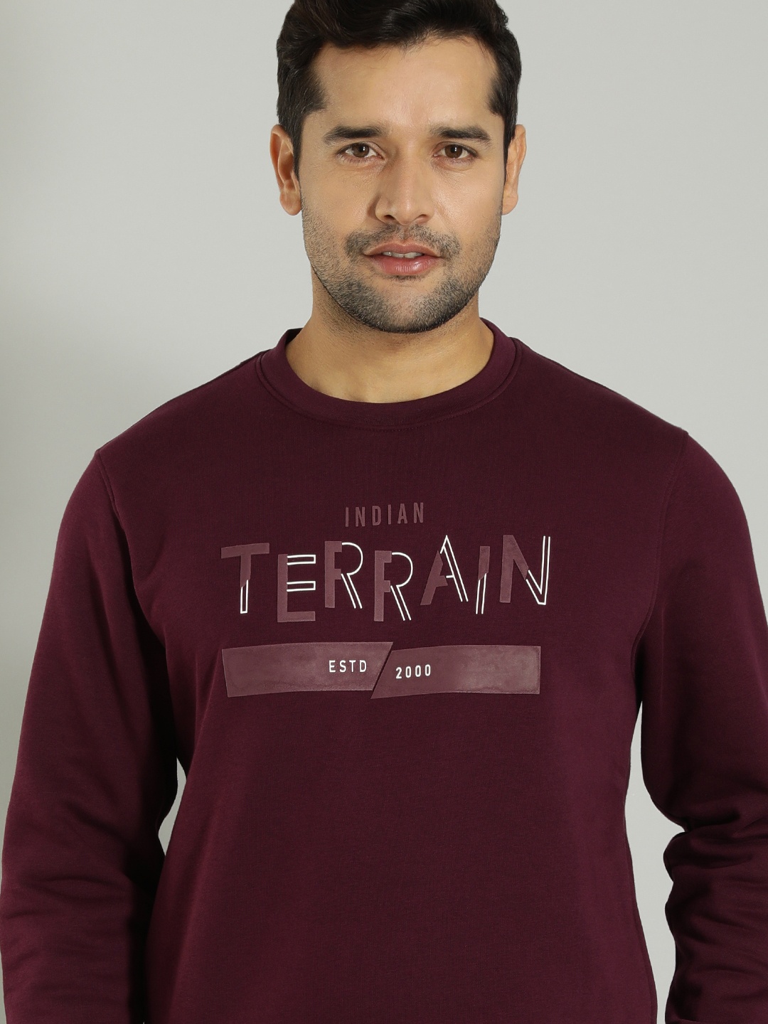 

Indian Terrain Printed Pullover Sweatshirt, Maroon