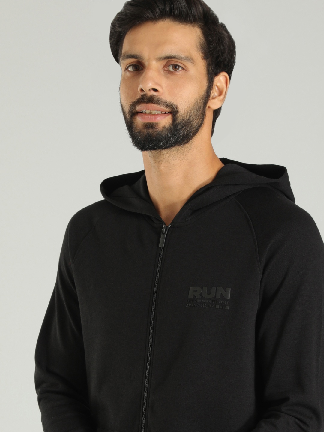 

Indian Terrain Hooded Front-Open Sweatshirt, Black
