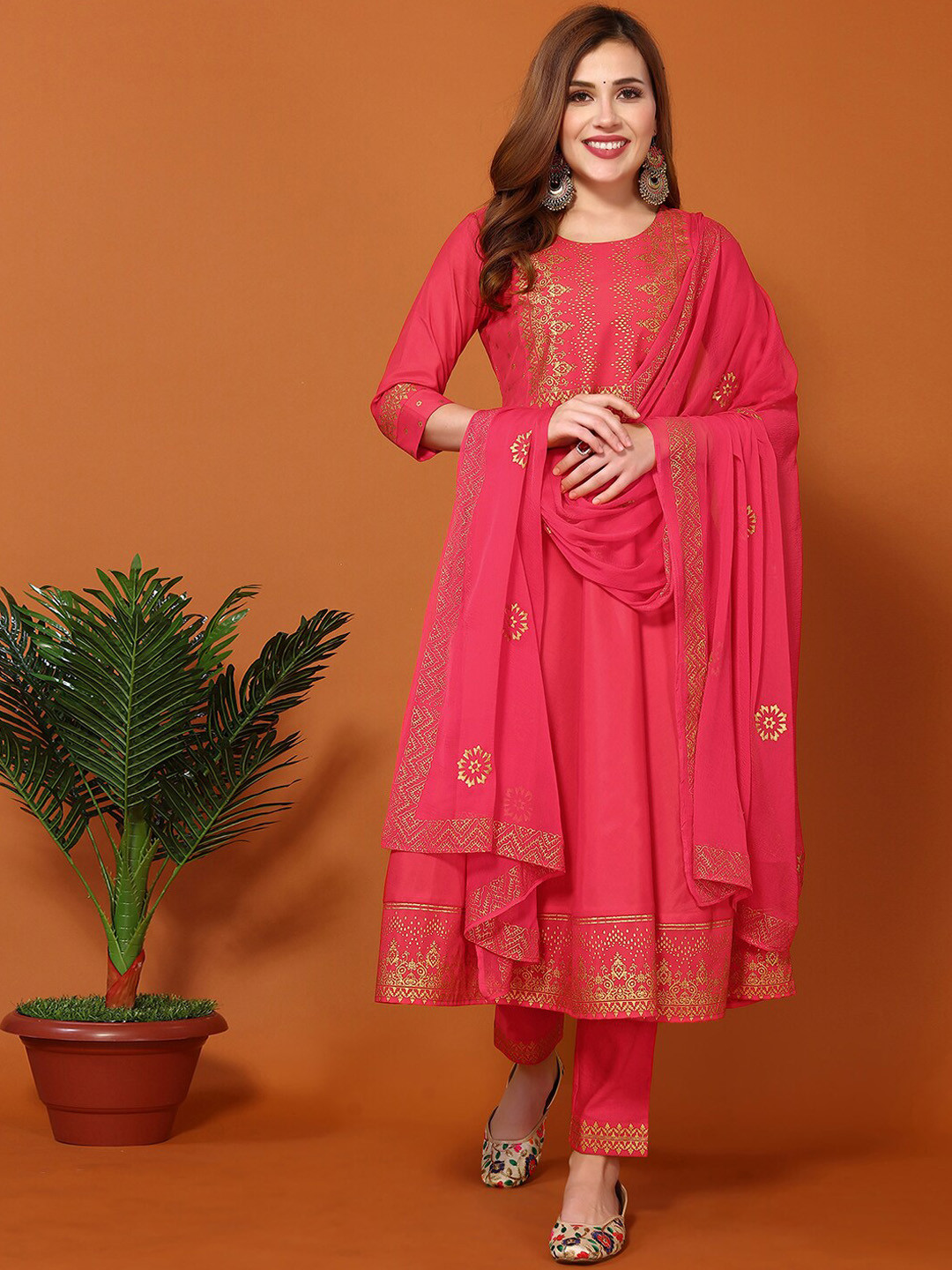 

KALINI Ethnic Motifs Printed Kurta With Trousers & Dupatta, Pink