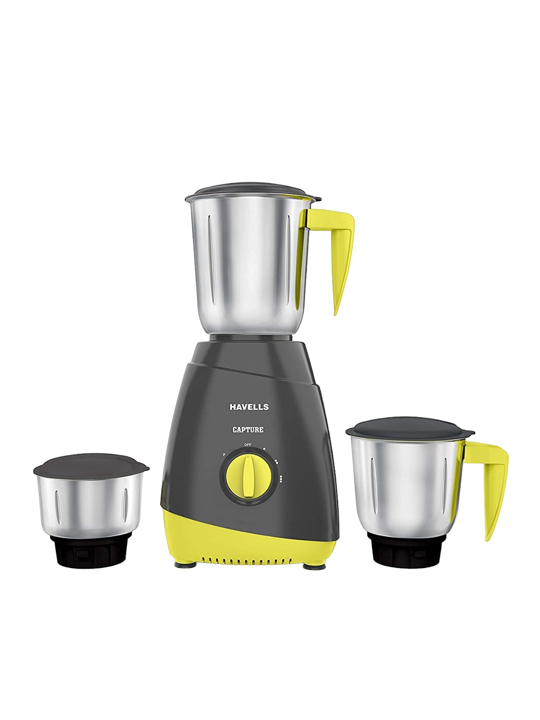 

Havells Capture Grey & Yellow 4 Pieces 500 Watts Mixer Grinder