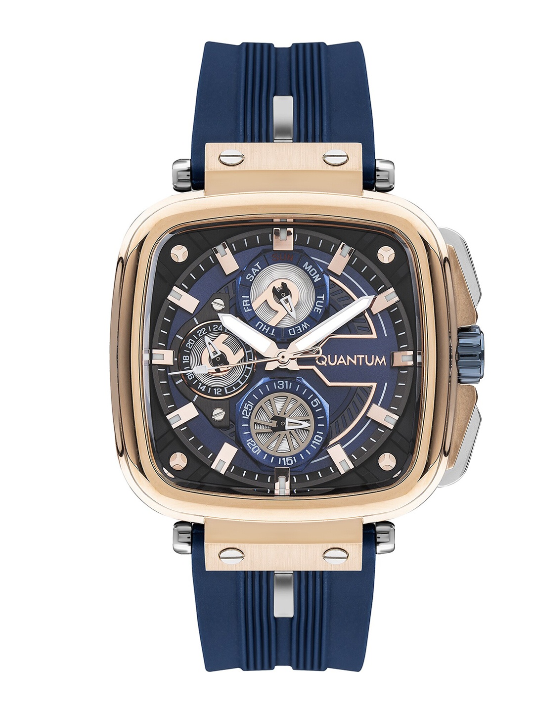 

Quantum Powertech Men Skeleton Analogue and Digital Multi Function Watch PWG1014.499, Blue