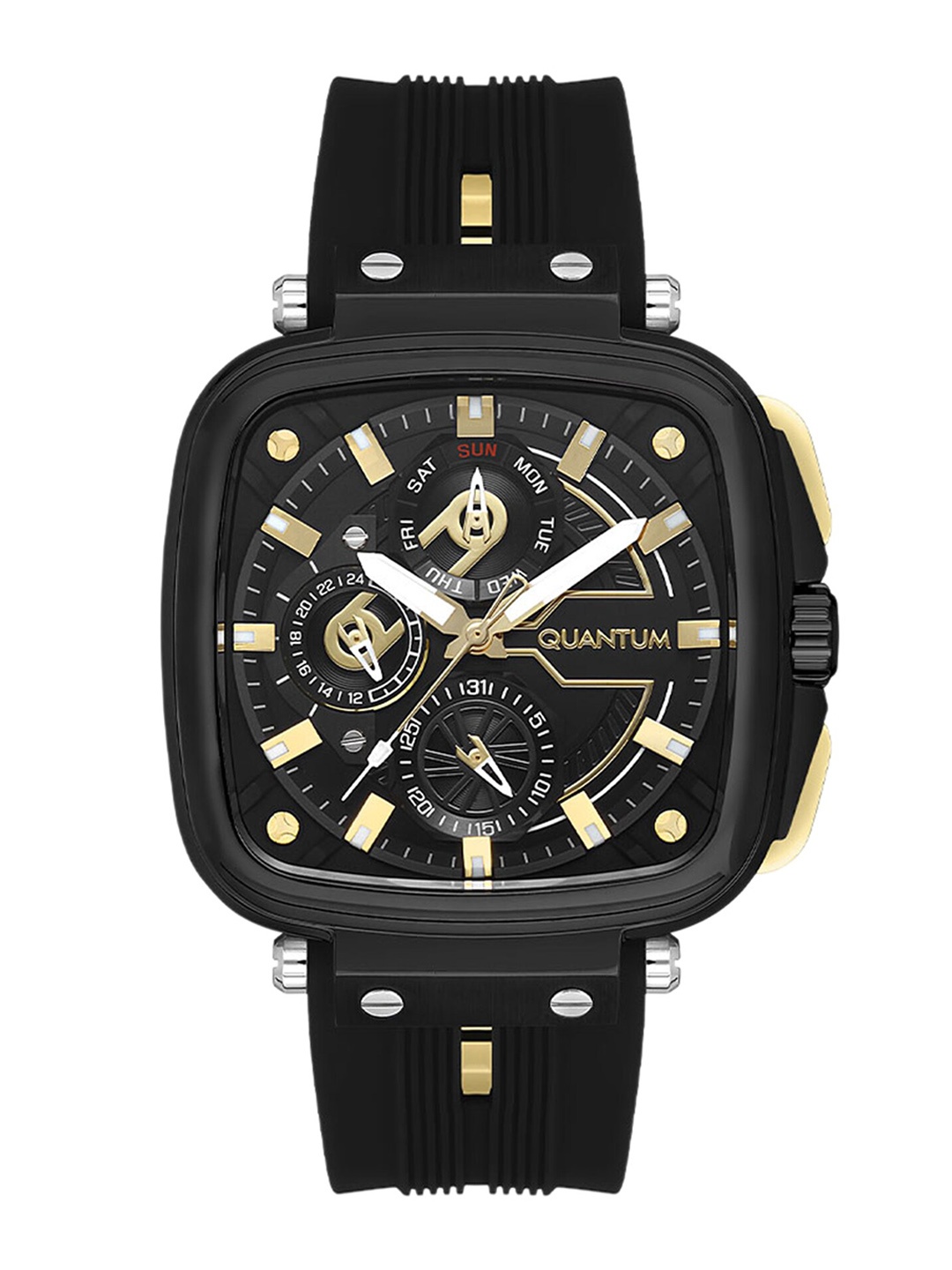 

Quantum Men Patterned Analogue and Digital Multi Function Watch PWG1014.651, Black