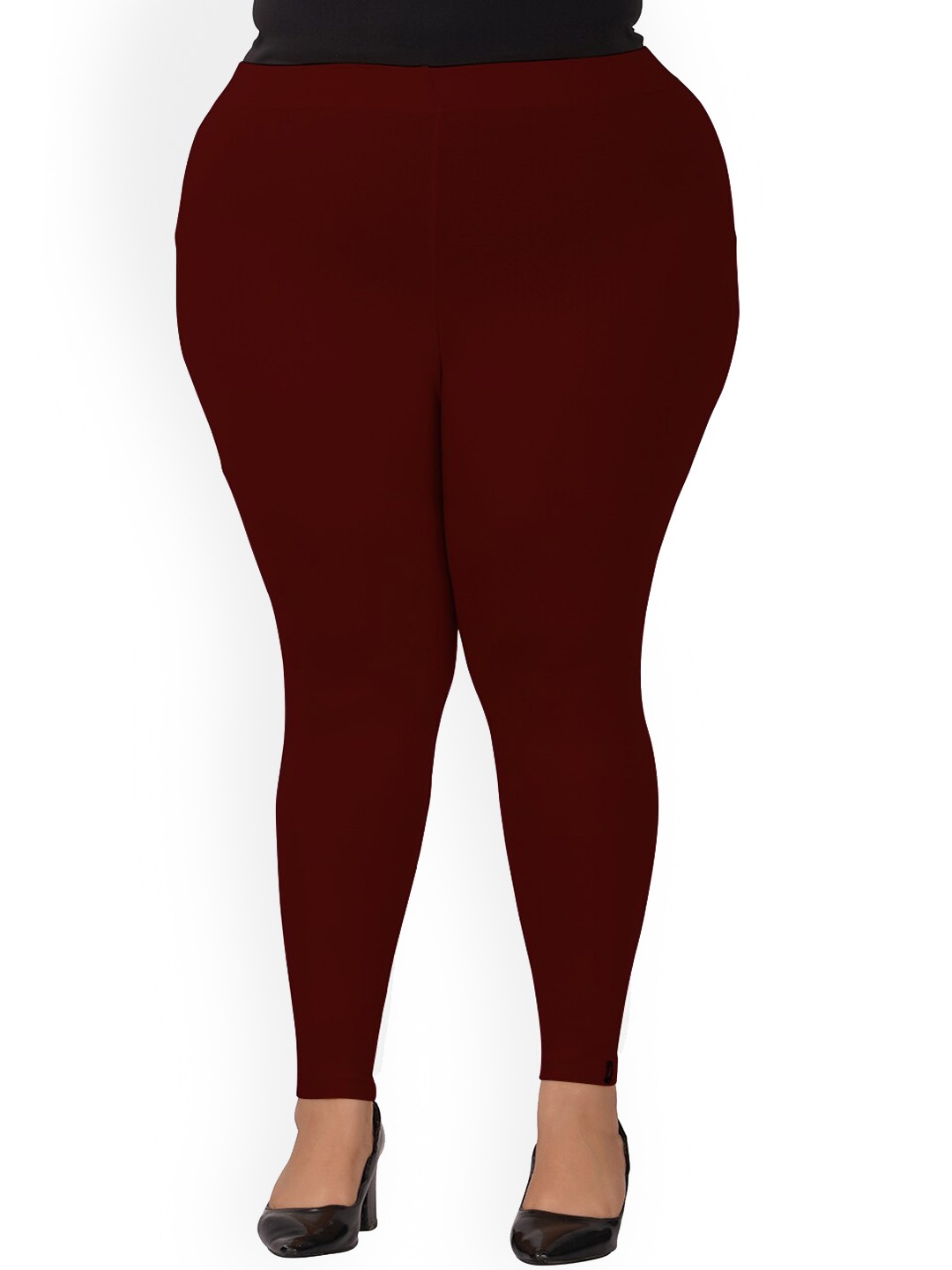 

indian flower Plus Size Ankle-Length Leggings, Maroon