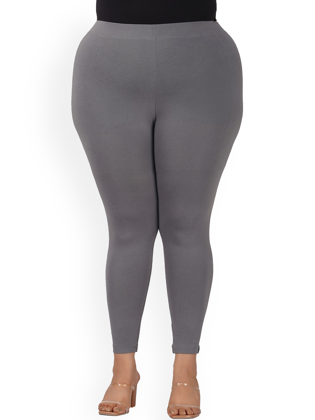 

indian flower Women Plus Size Ankle Length Leggings, Grey