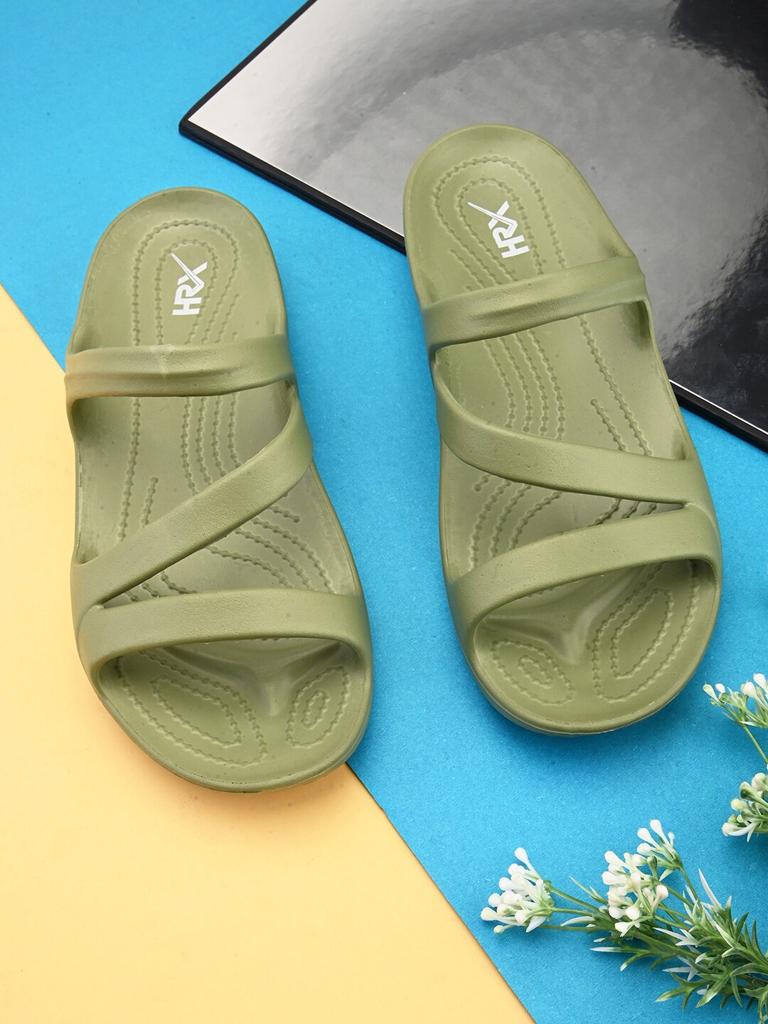 

HRX by Hrithik Roshan Women Rubber Sliders, Green