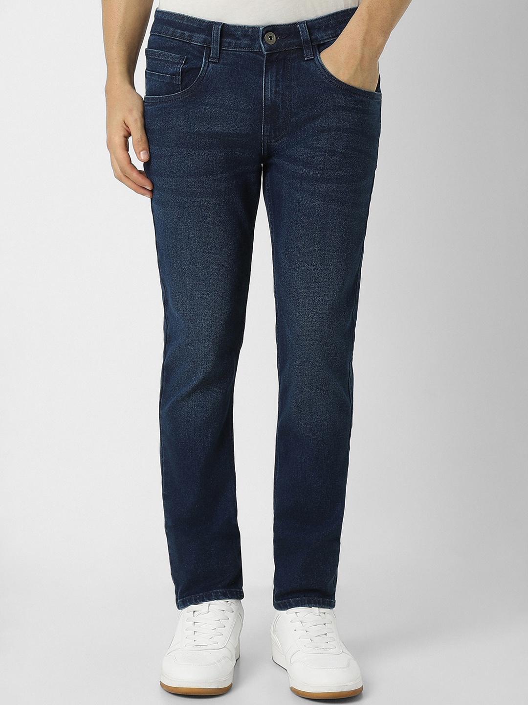 

VAN HEUSEN DENIM LABS Men Slim Fit Clean Look Light Fade Stretchable Jeans, Navy blue