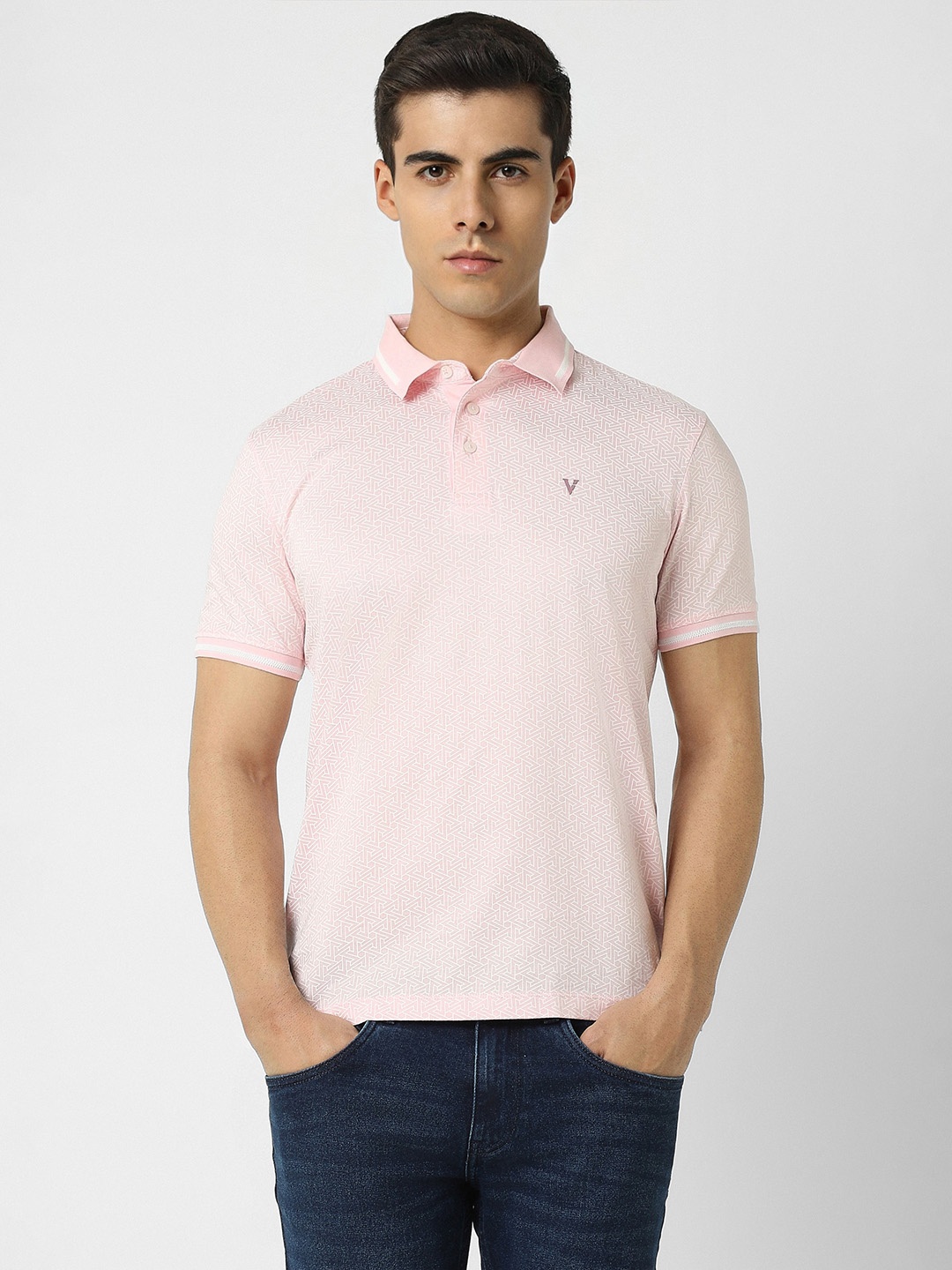 

Van Heusen Sport Geometric Printed Polo Collar T-shirt, Pink