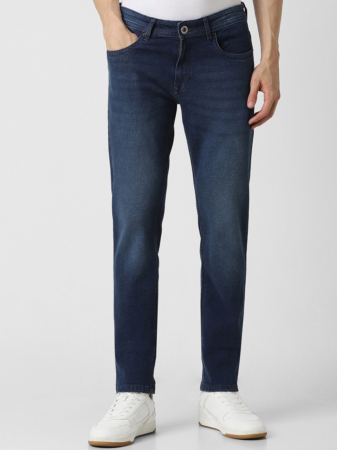 

Peter England Casuals Men Mid-Rise Slim Fit Light Fade Stretchable Jeans, Navy blue