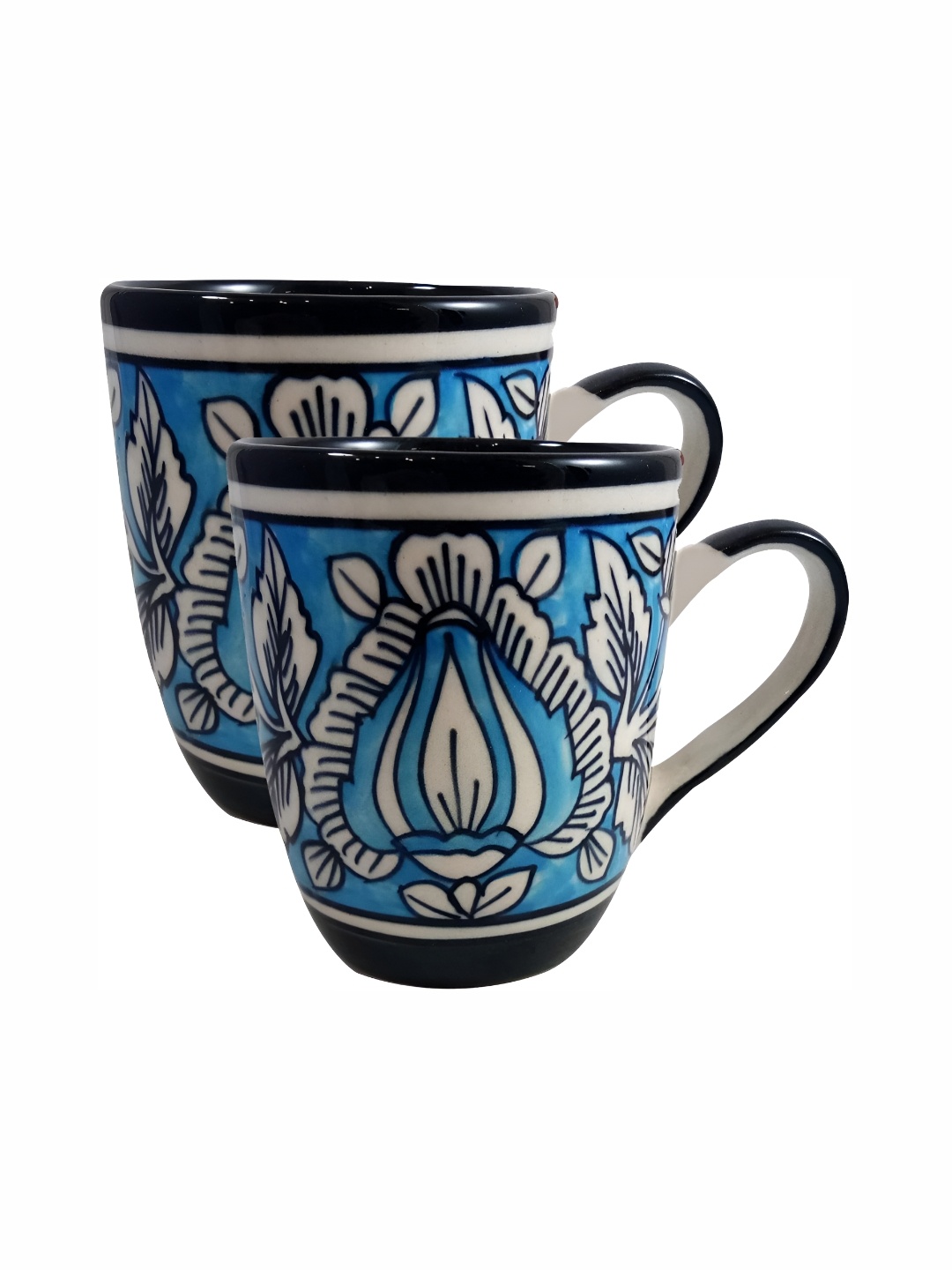 

INDIA MEETS INDIA Blue & White 2 Pieces Ceramic Glossy Cups Set 250 ml Each