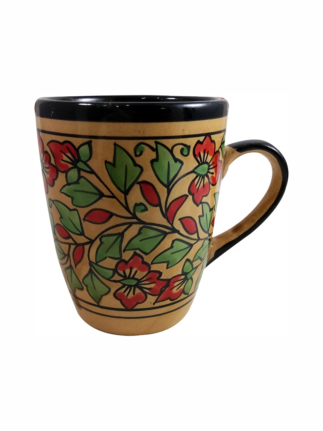 

INDIA MEETS INDIA Brown & Green Printed Glossy Finish Ceramic Mug 250 ml