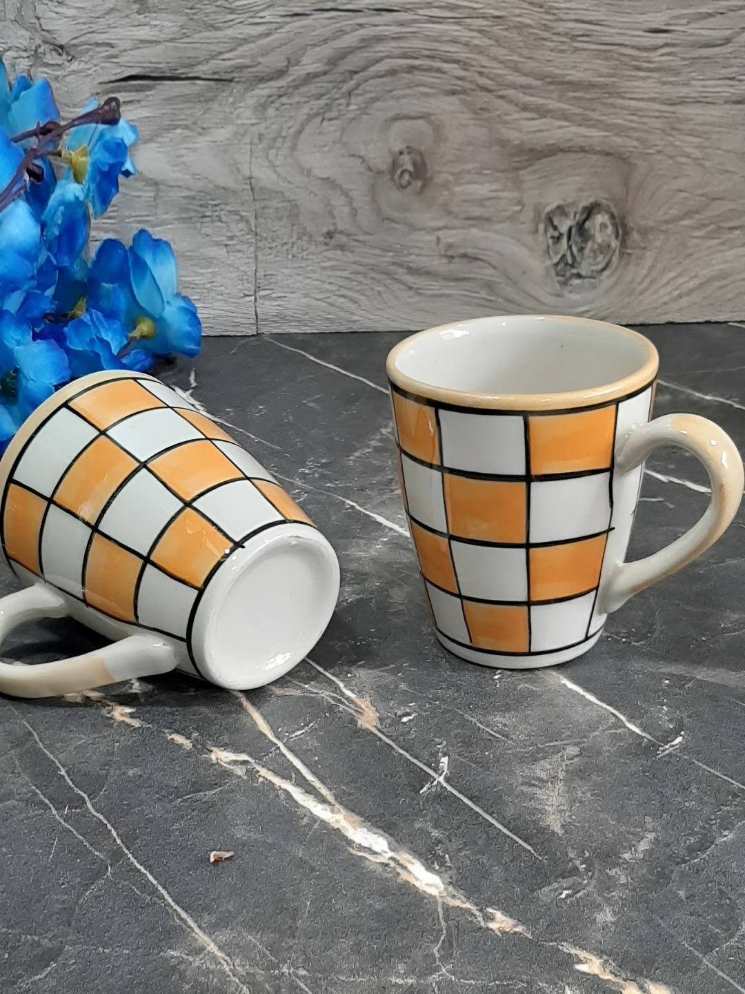 

INDIA MEETS INDIA Orange & White 2 Pieces Printed Glossy Finish Ceramic Mugs 250 ml Each