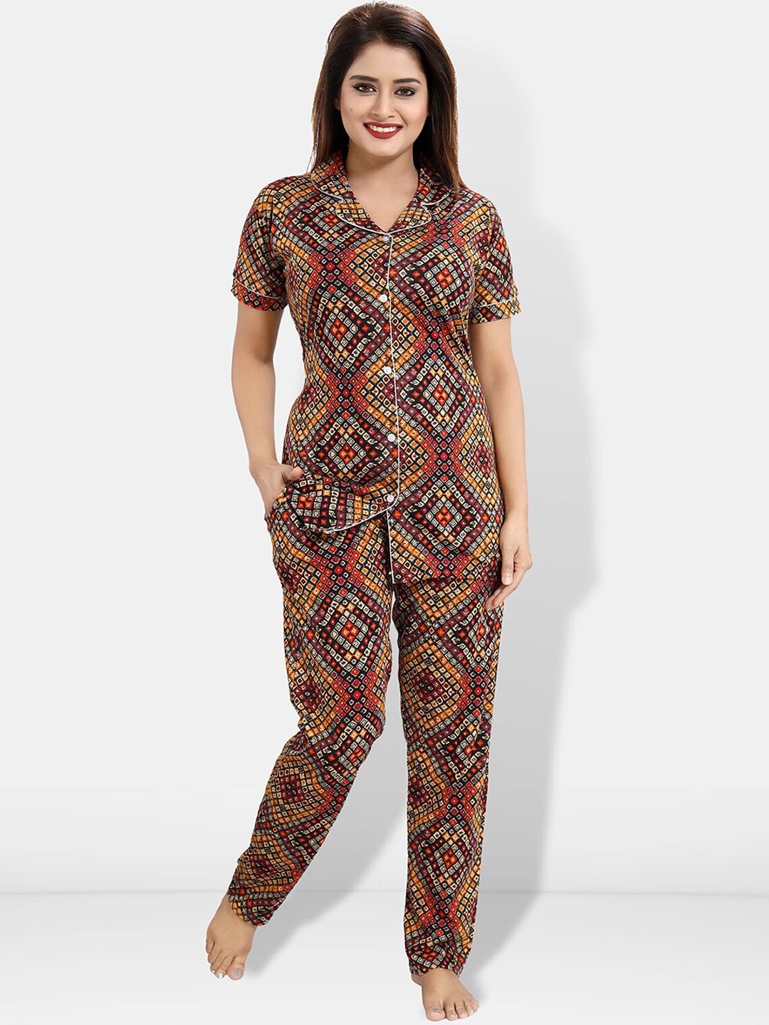 

Be You Women Printed Night suit, Red