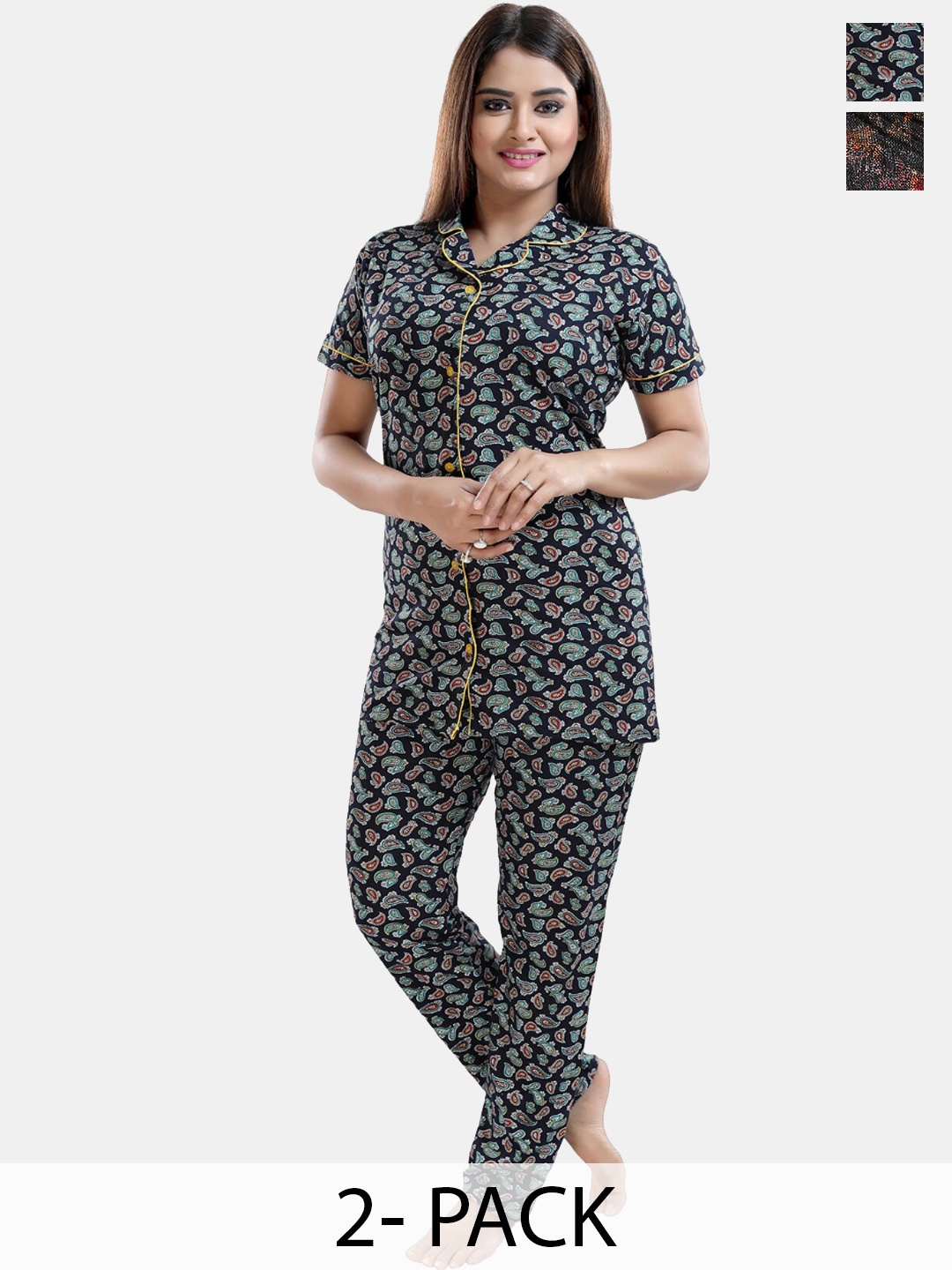 

Be You Printed Shirt & Pyjama, Black