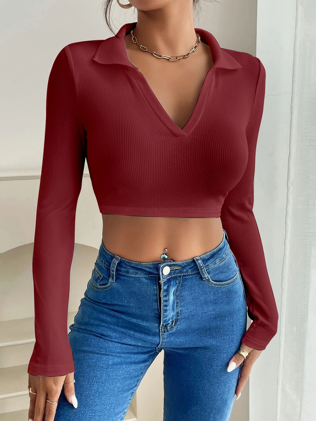 

Stylecast X Slyck Crop Top, Maroon