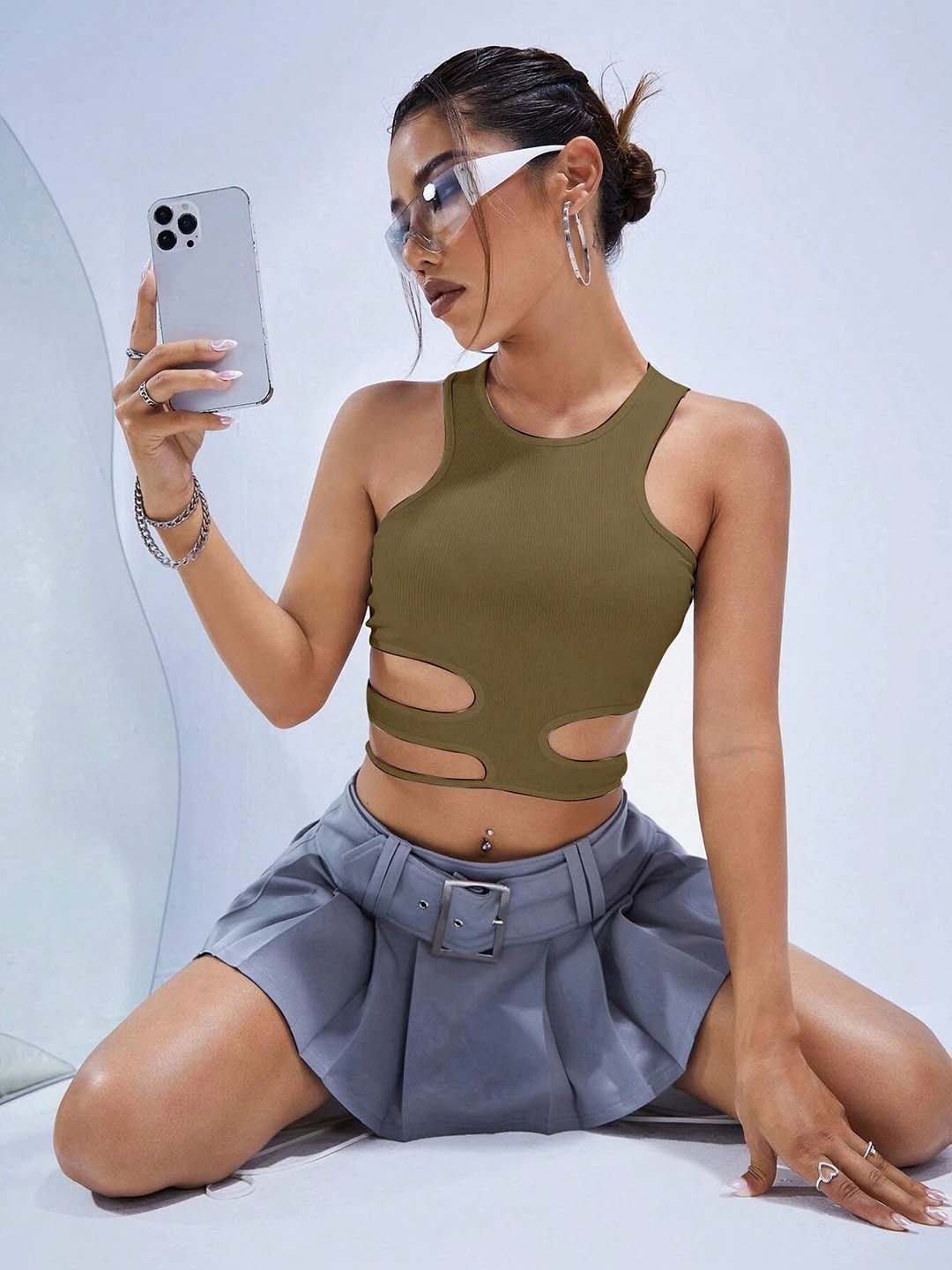 

Stylecast X Slyck Crop Top, Olive