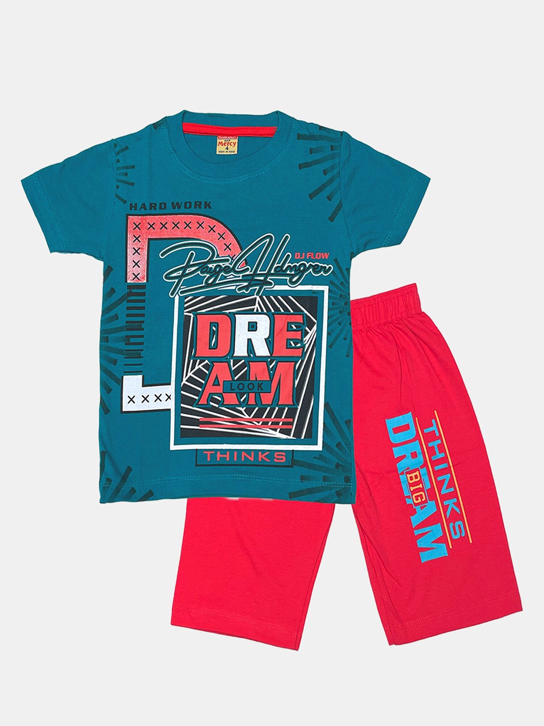 

Peerless Wear Boys Printed Pure Cotton T-shirt with Shorts, Blue