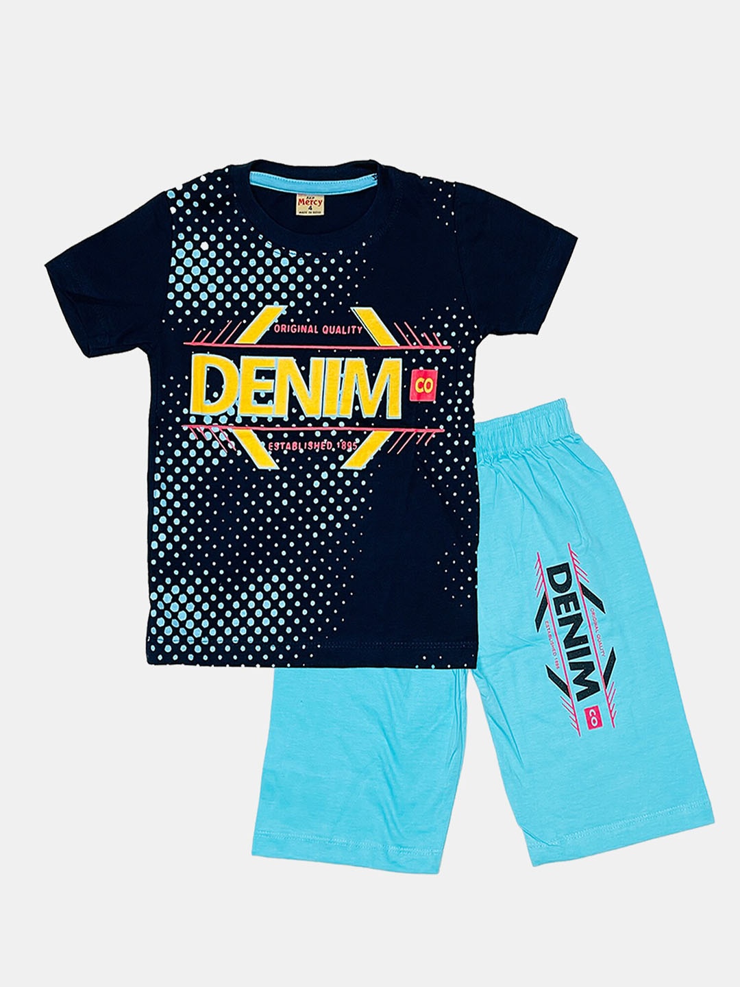 

Peerless Wear Boys Typography Printed Pure Cotton T-shirt With Shorts, Black