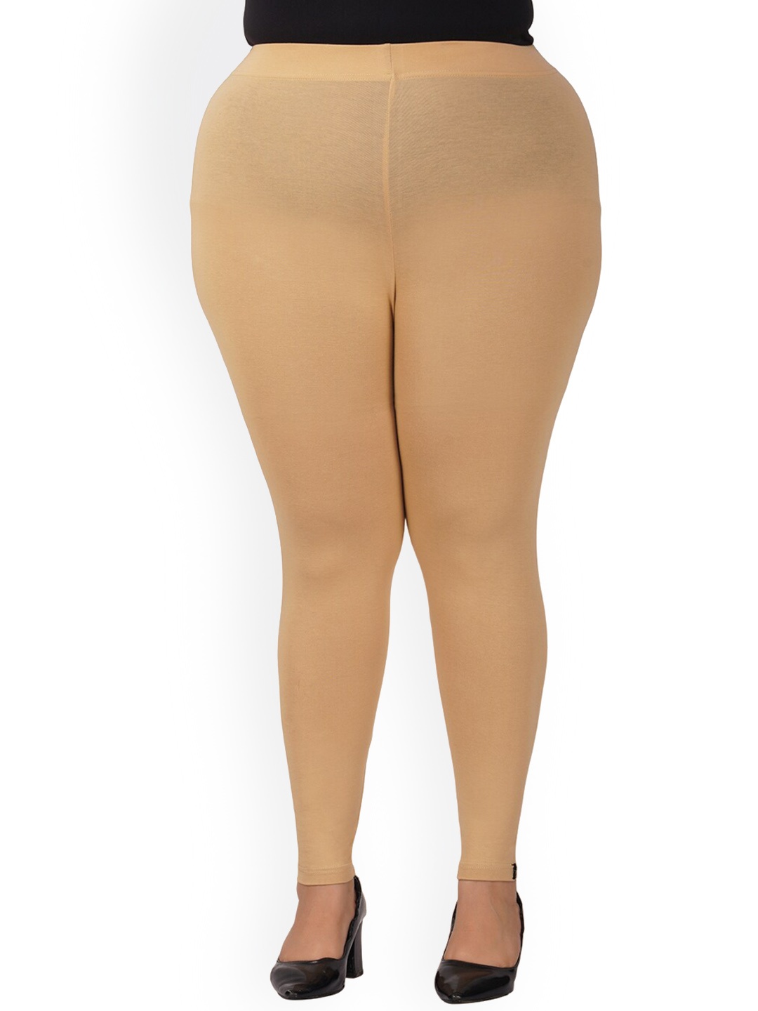 

indian flower Plus Size Ankle Length Leggings, Beige