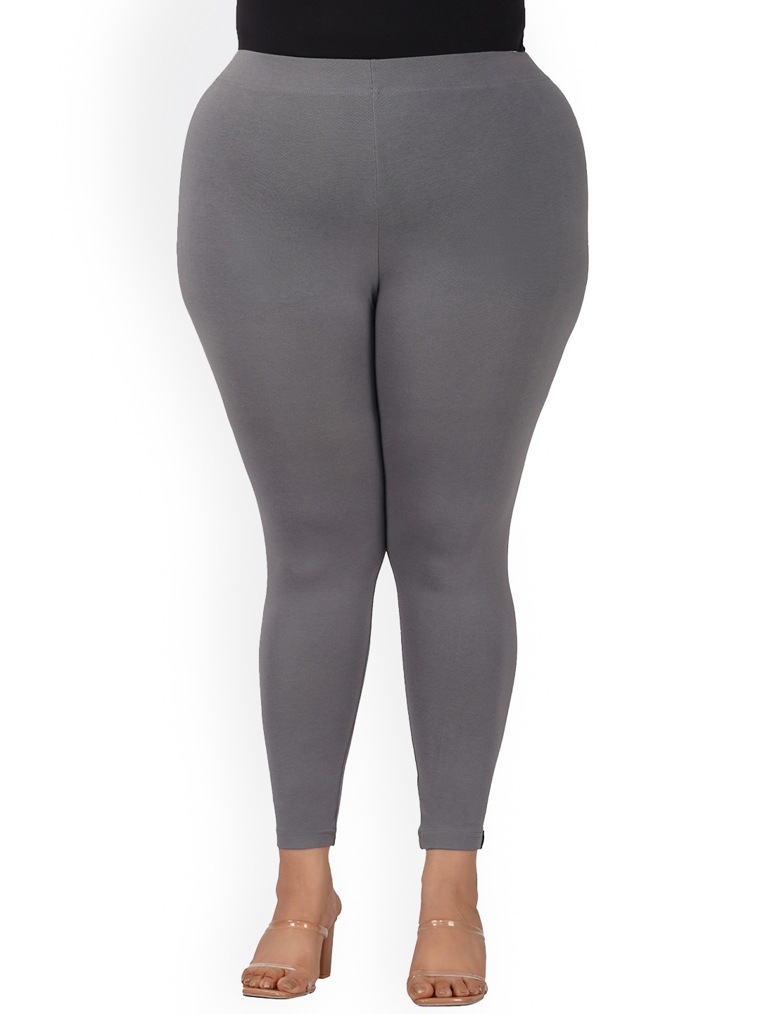 

indian flower Plus Size Ankle-Length Leggings, Grey