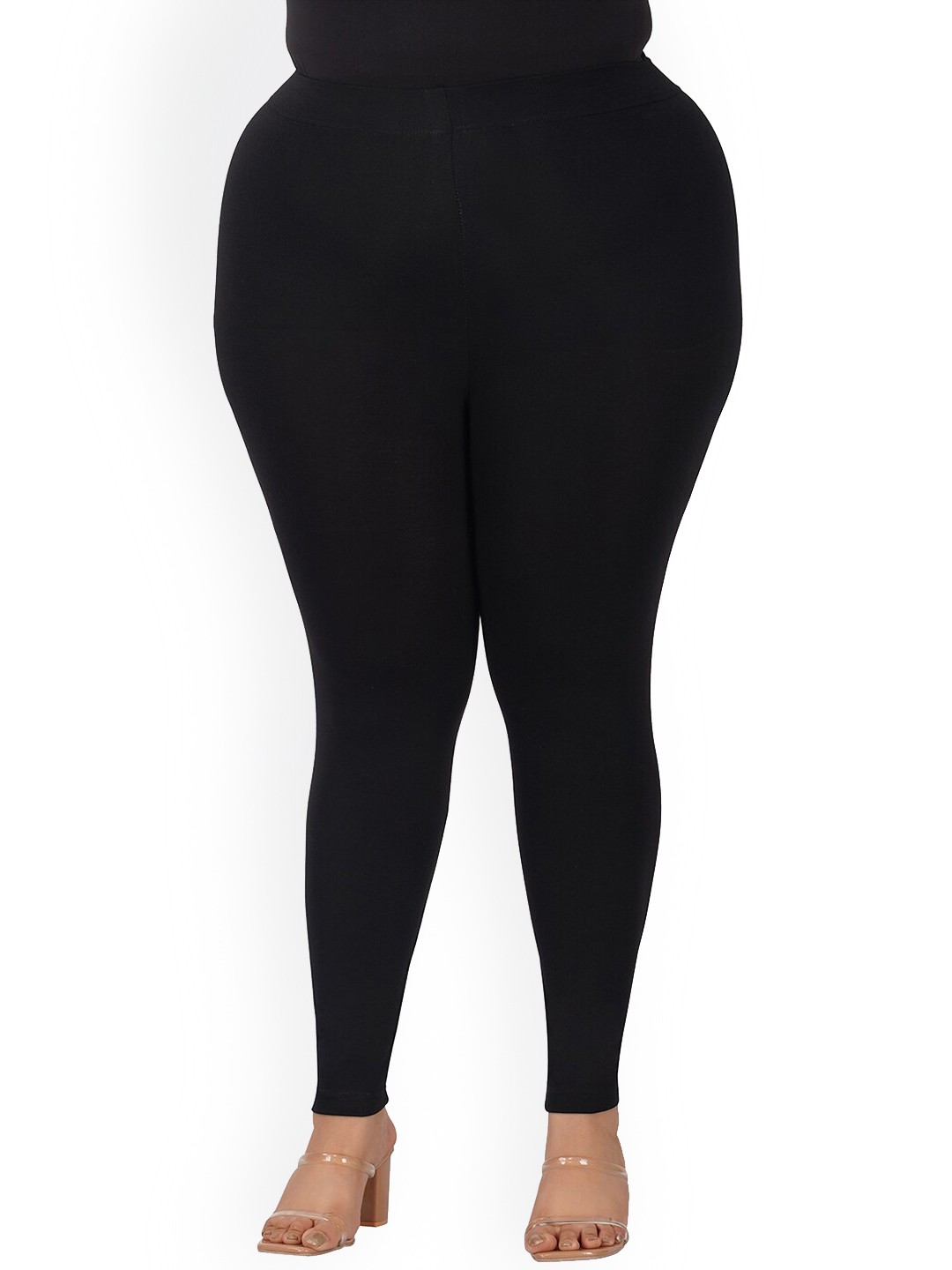 

indian flower Plus Size Ankle-Length Leggings, Black