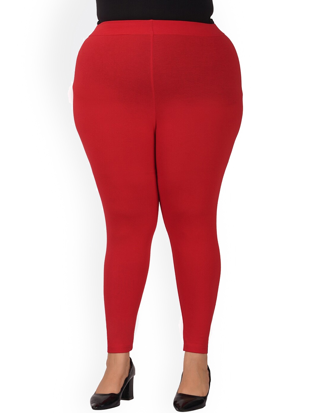 indian flower Plus Size Ankle Length Leggings, Red