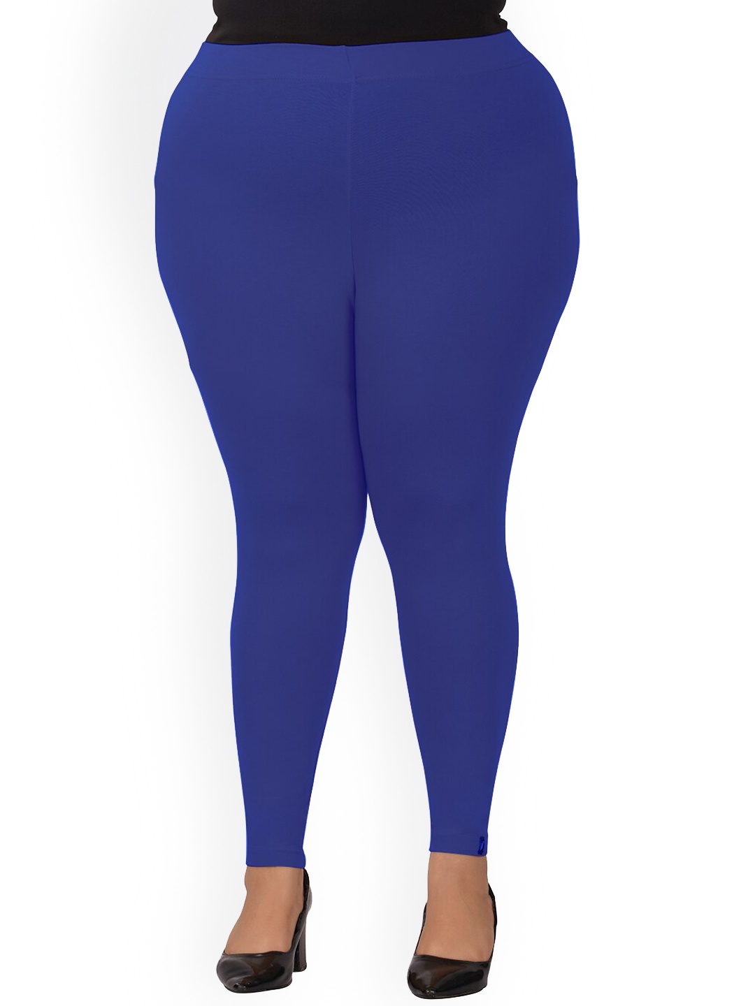 indian flower Plus Size Ankle Length Leggings, Blue