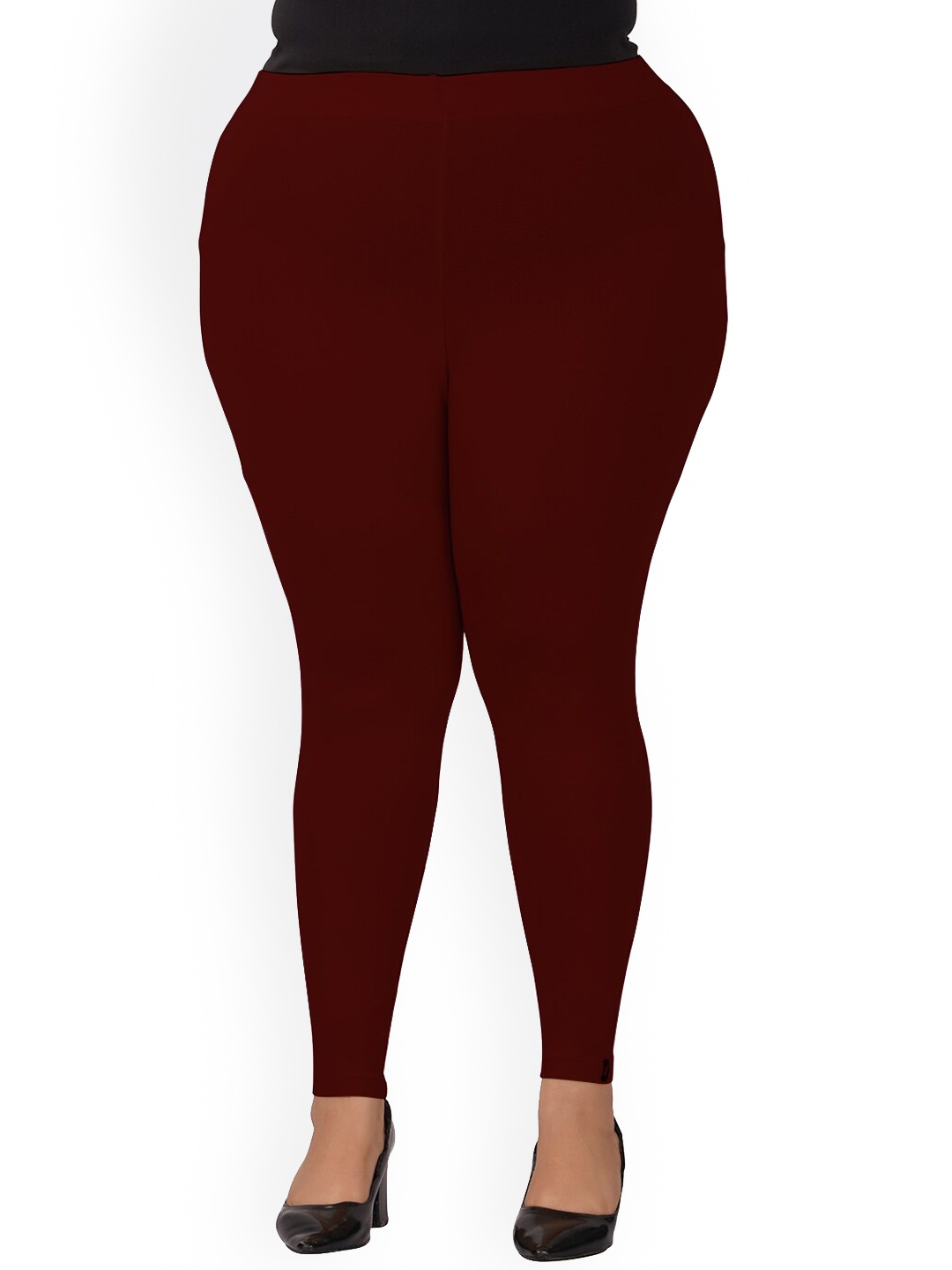 

indian flower Plus Size Ankle Length Leggings, Maroon