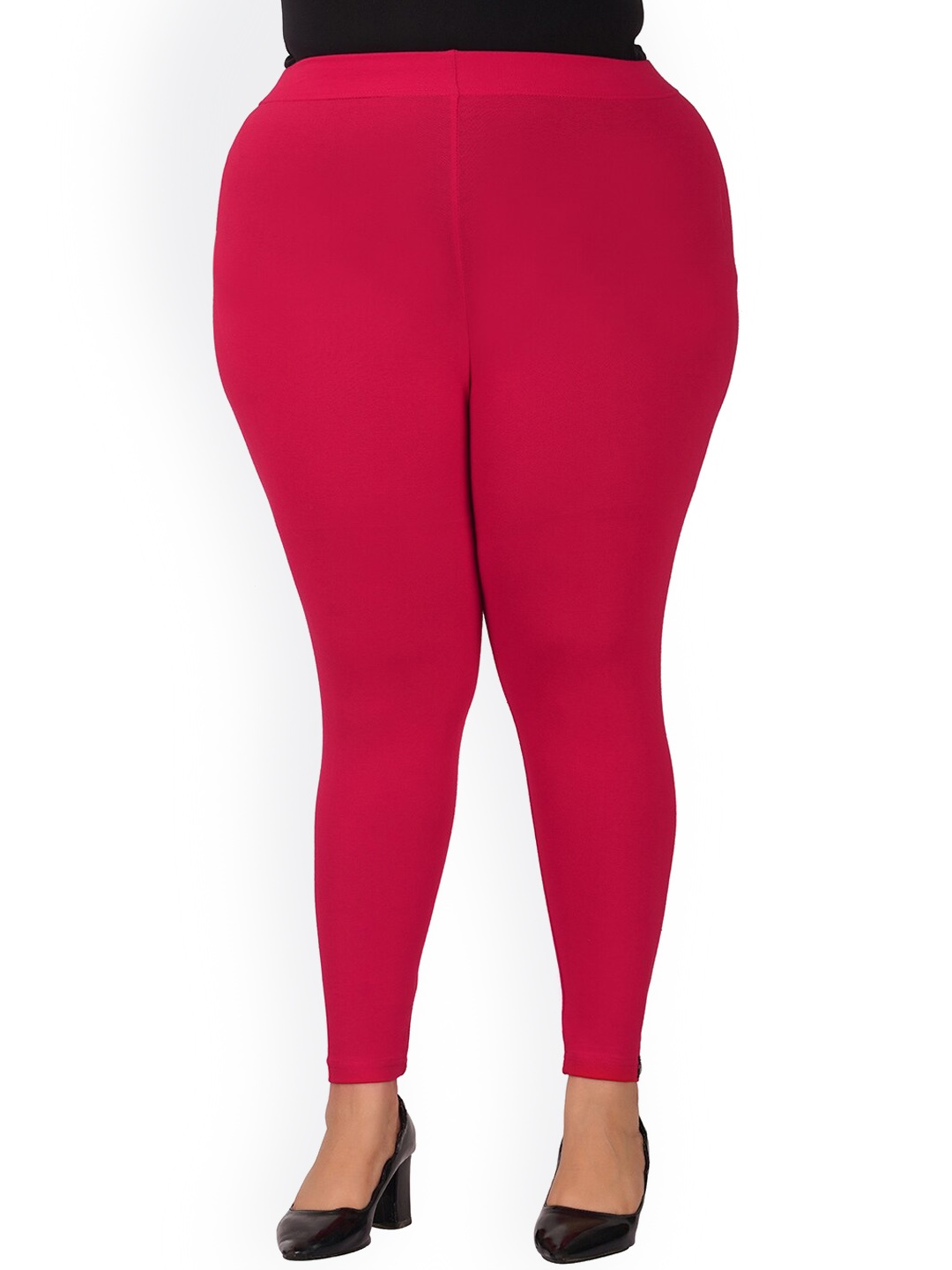 

indian flower Plus Size Ankle Length Leggings, Red