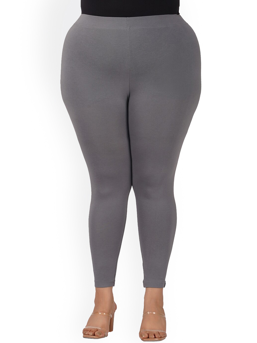 

indian flower Plus Size Ankle Length Leggings, Grey