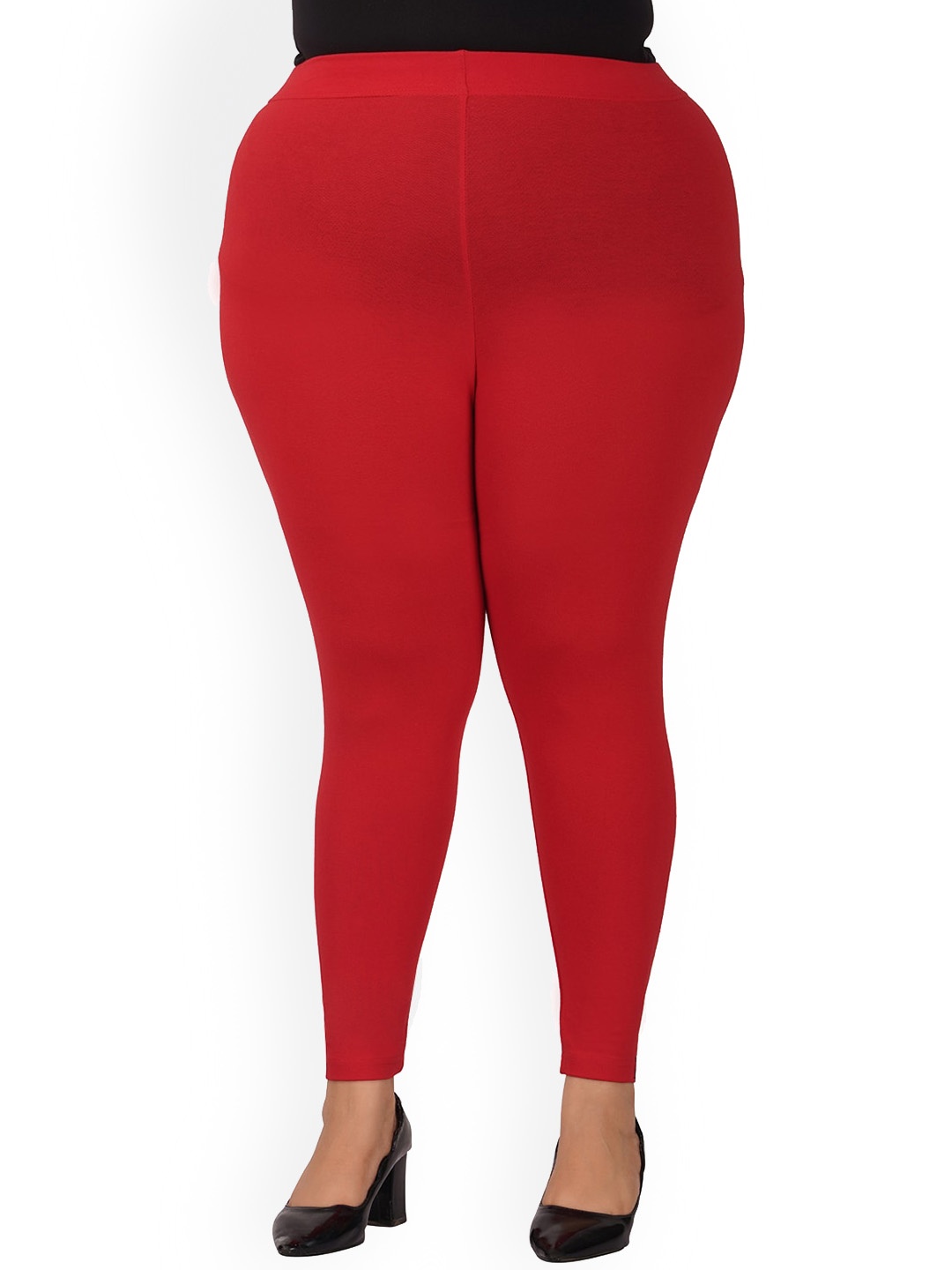 

indian flower Plus Size Ankle Length Leggings, Red