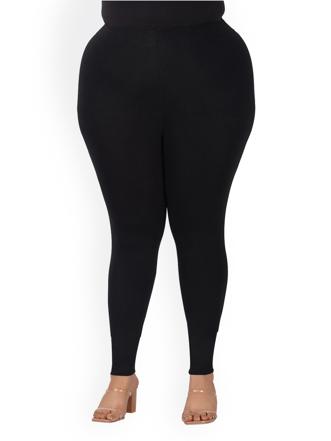 

indian flower Plus Size Ankle-Length Leggings, Black