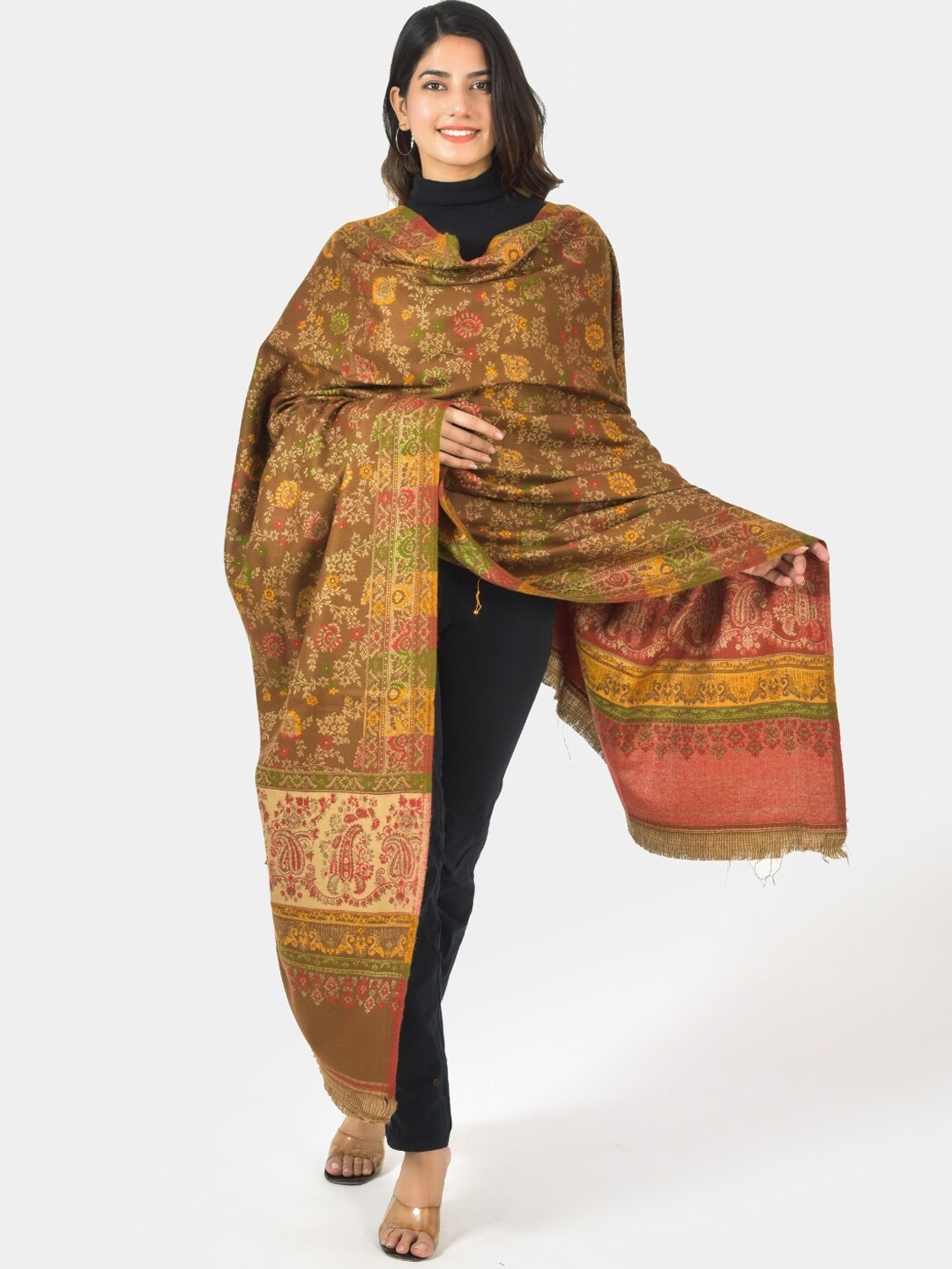 

BAISA Ethnic Motifs Printed Shawl, Copper