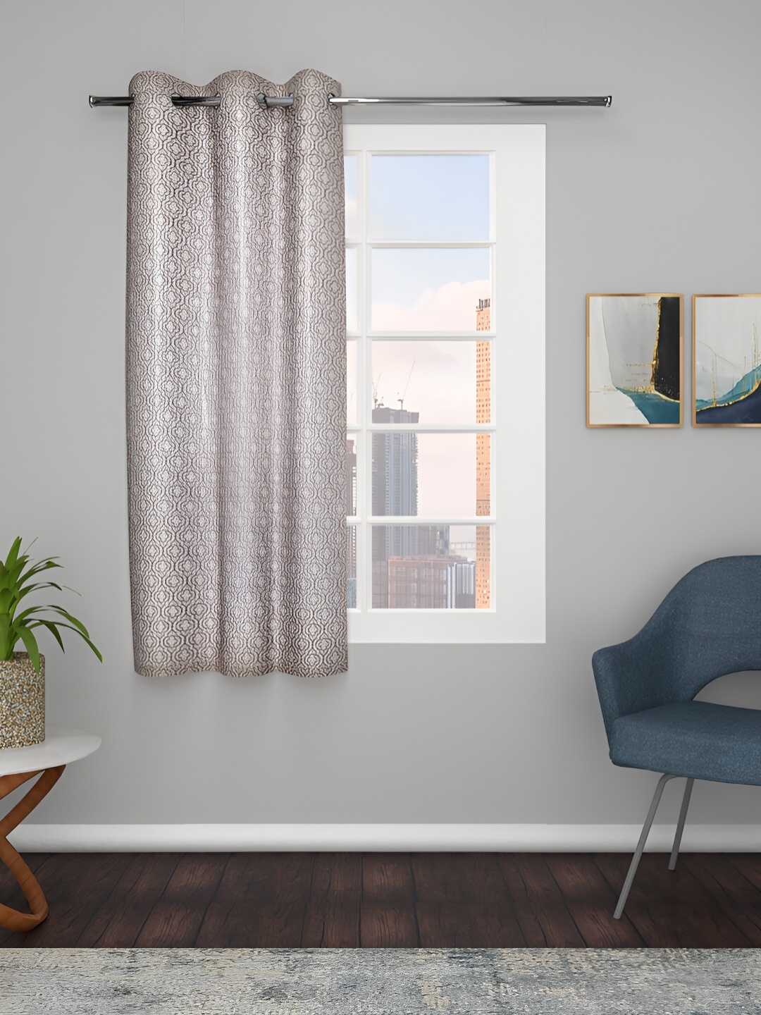 

THE CONVERSION Coffee Brown Abstract Jacquard Window Curtain