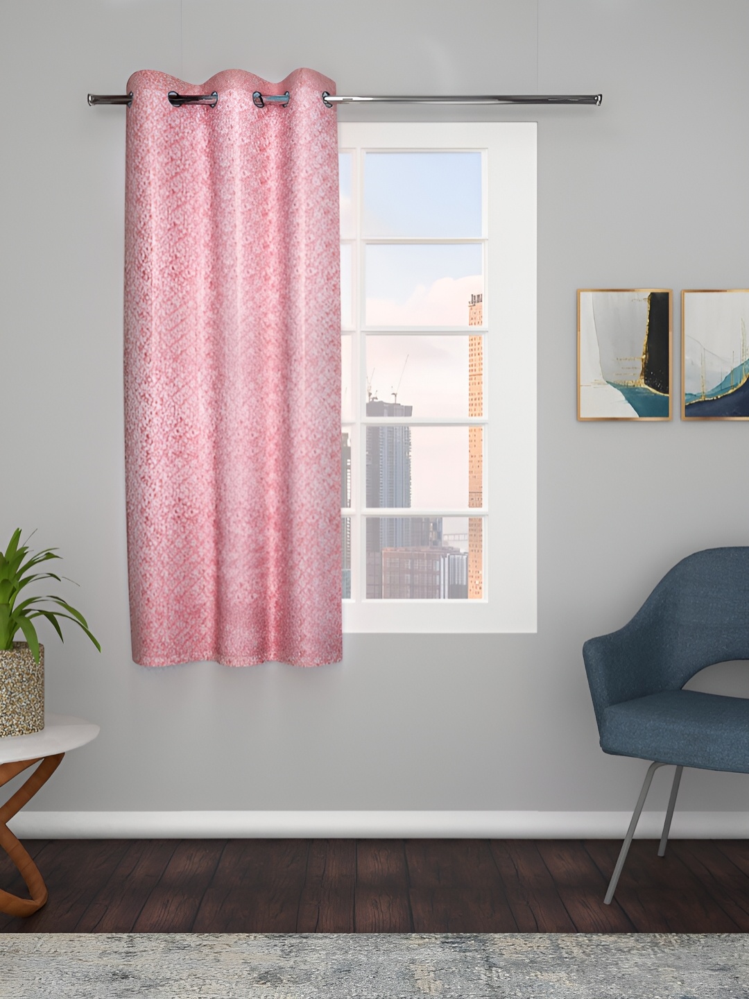 

THE CONVERSION Pink Geometric Printed Jacquard Window Curtain