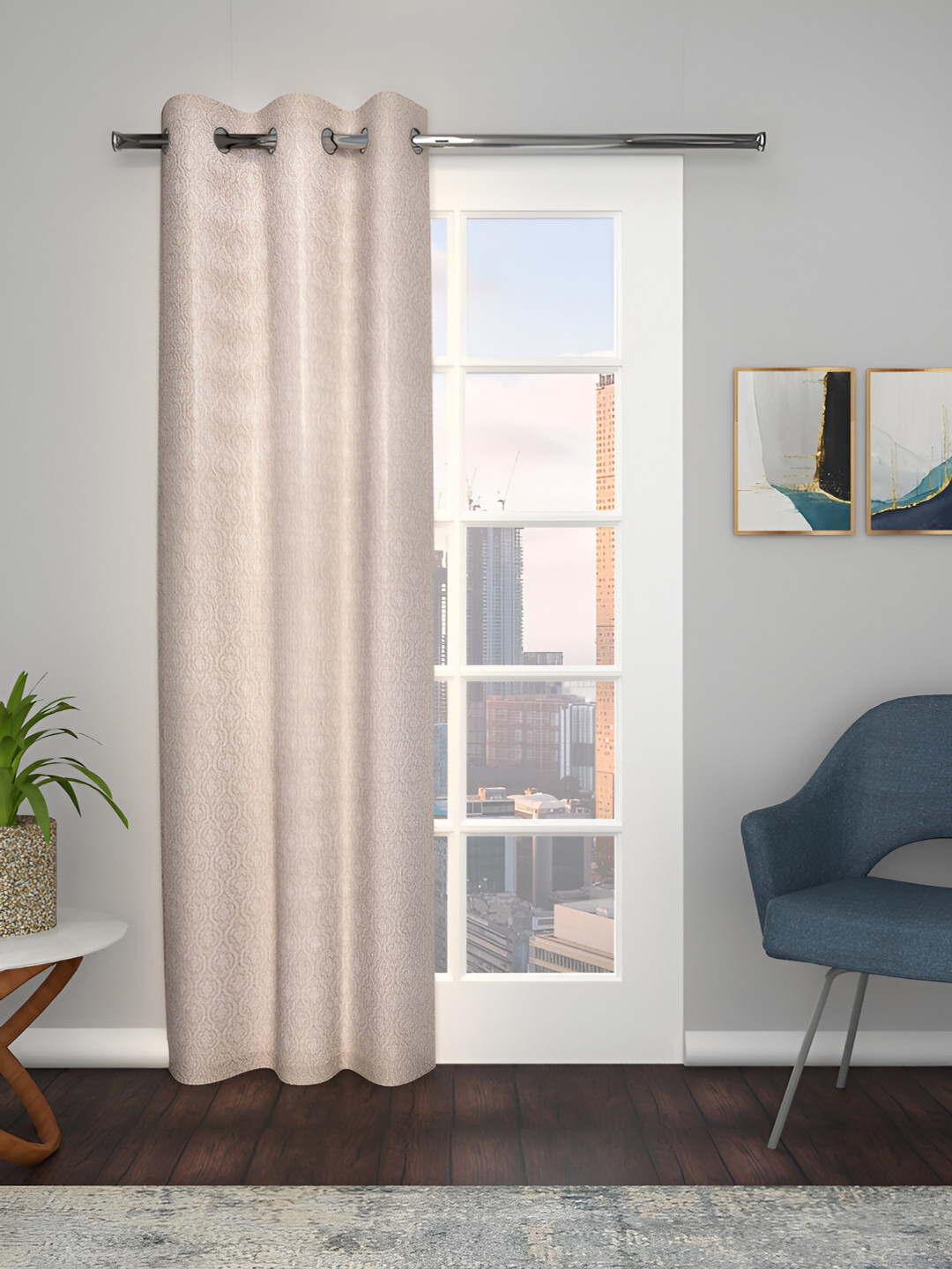 

THE CONVERSION Beige Abstract Printed Jacquard Long Door Curtain