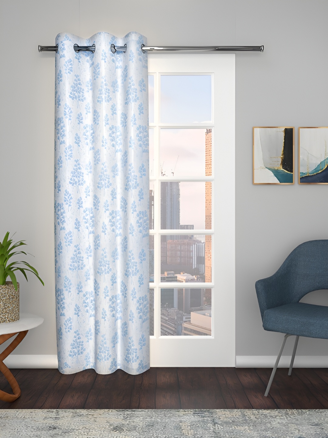 THE CONVERSION Grey Floral Jacquard Long Door Curtain