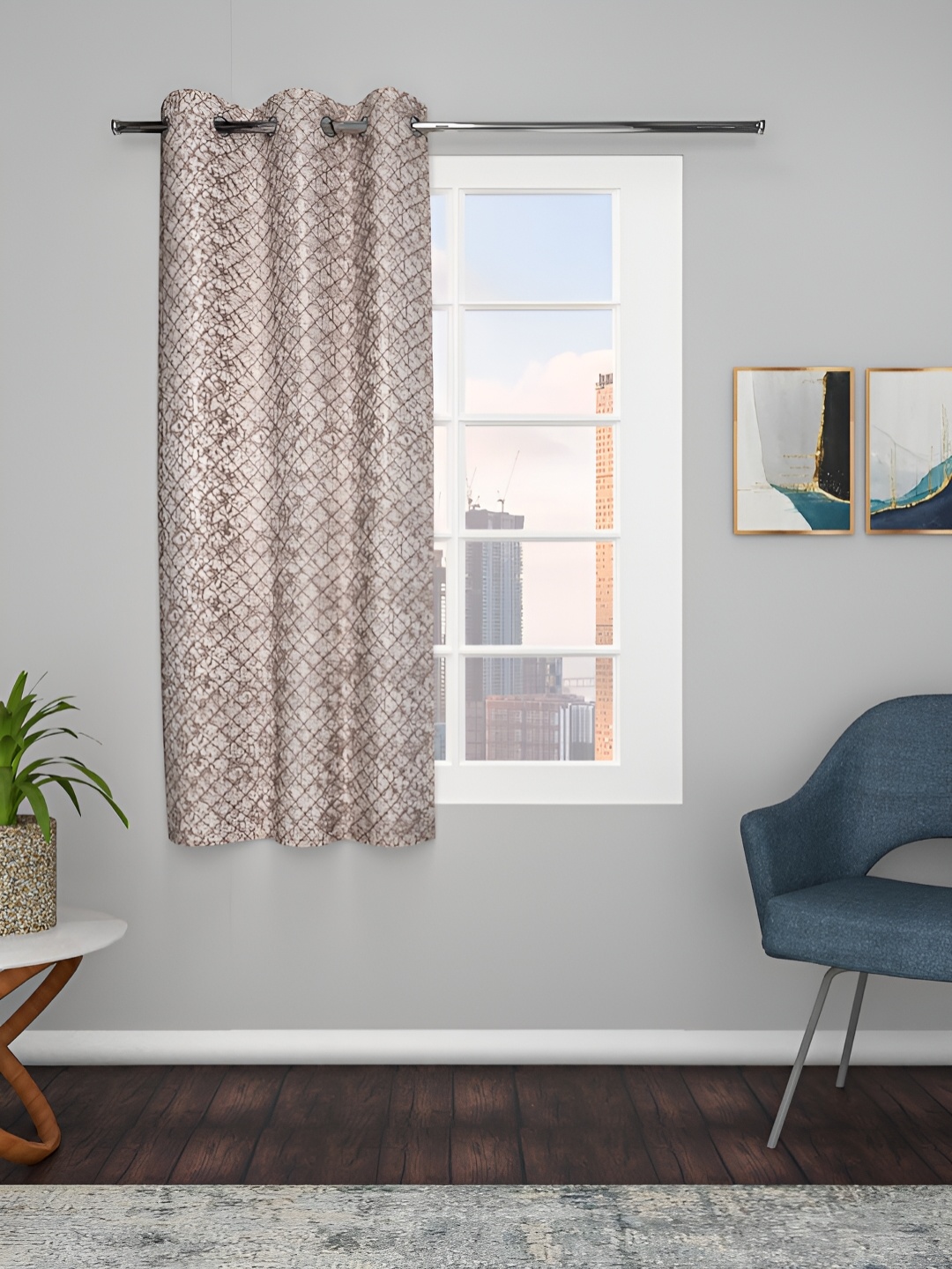 

THE CONVERSION Coffee Brown Geometric Printed Jacquard Window Curtain