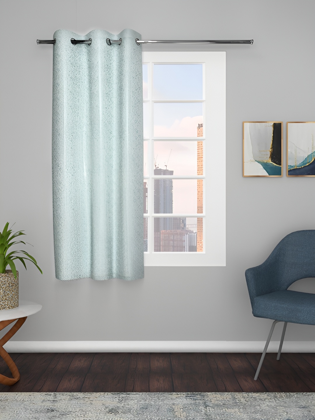 

THE CONVERSION Turquoise Blue Geometric Printed Window Curtain