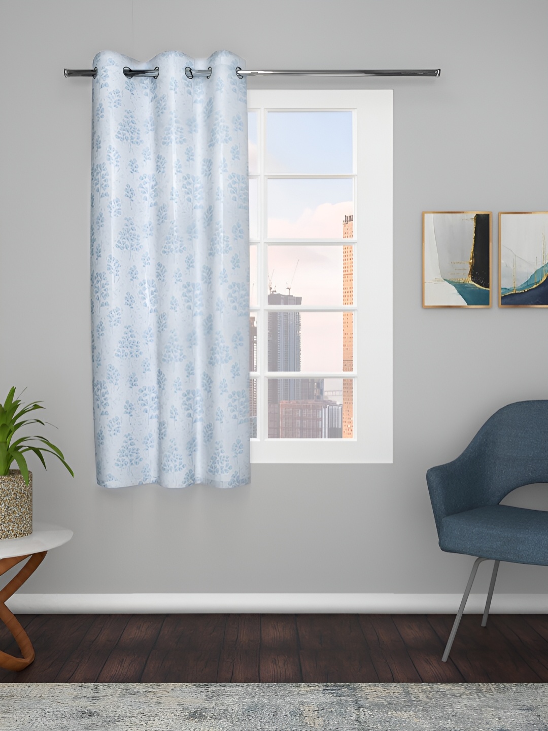 

THE CONVERSION Grey Floral Printed Jacquard Window Curtain