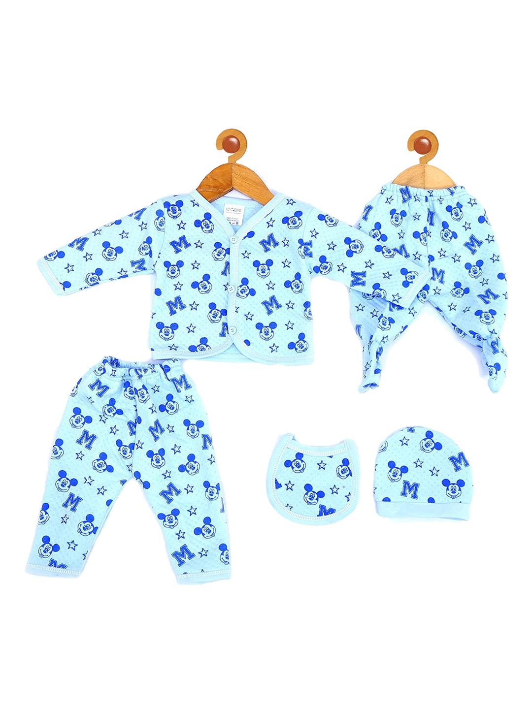 

BAESD Infants 5-Pieces Printed Baby Apparel Gift Set, Blue