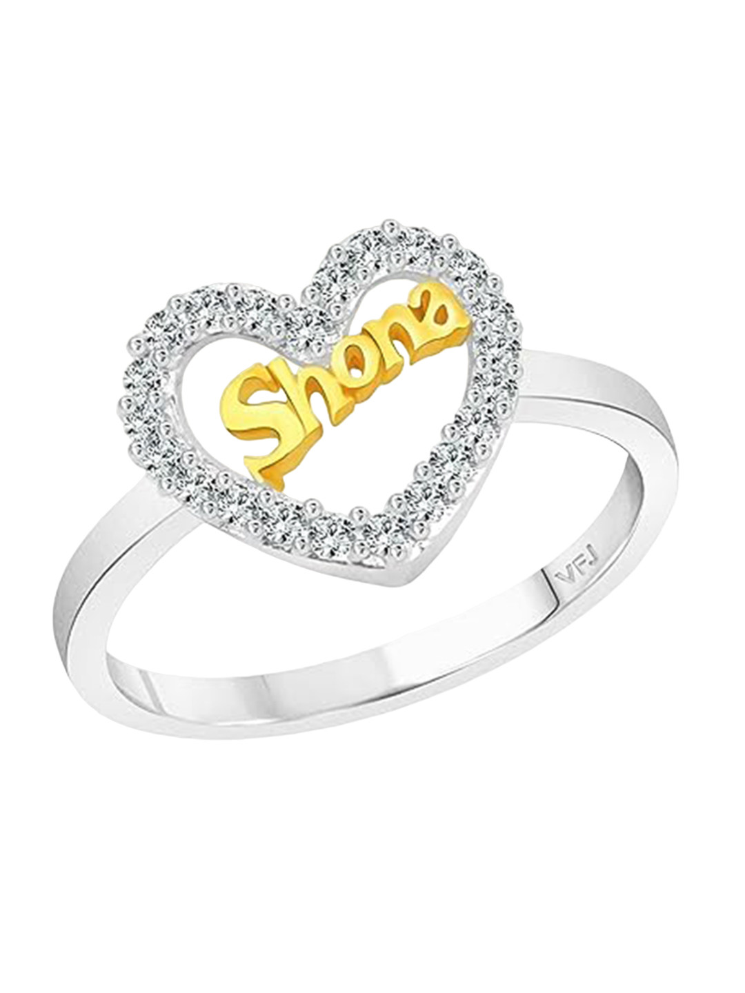 

Vighnaharta Rhodium-Plated Cubic Zirconia Studded Finger Ring With Rose Box, Silver