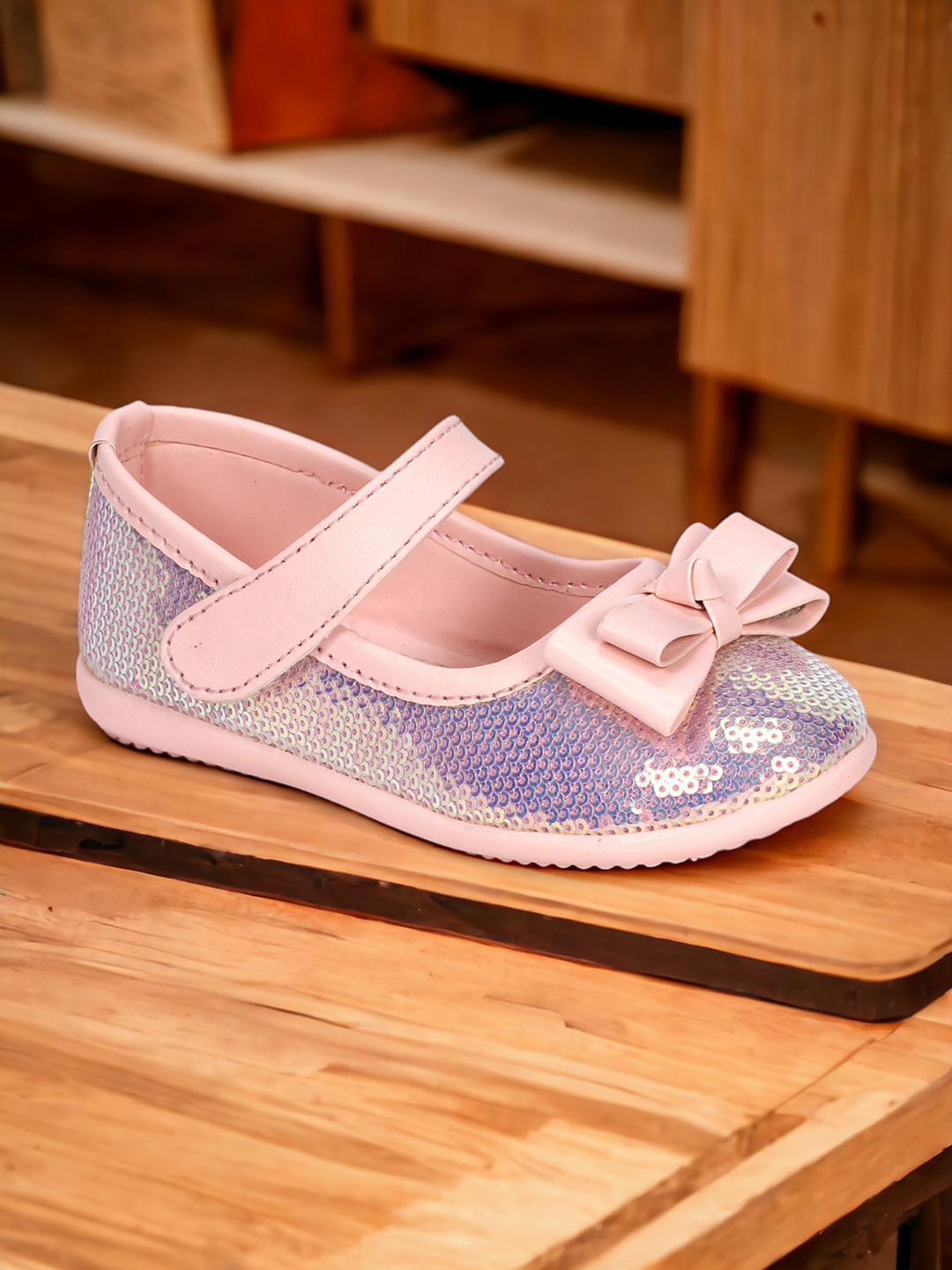

Lil Lollipop Girls Embellished Ballerinas With Bows, Pink