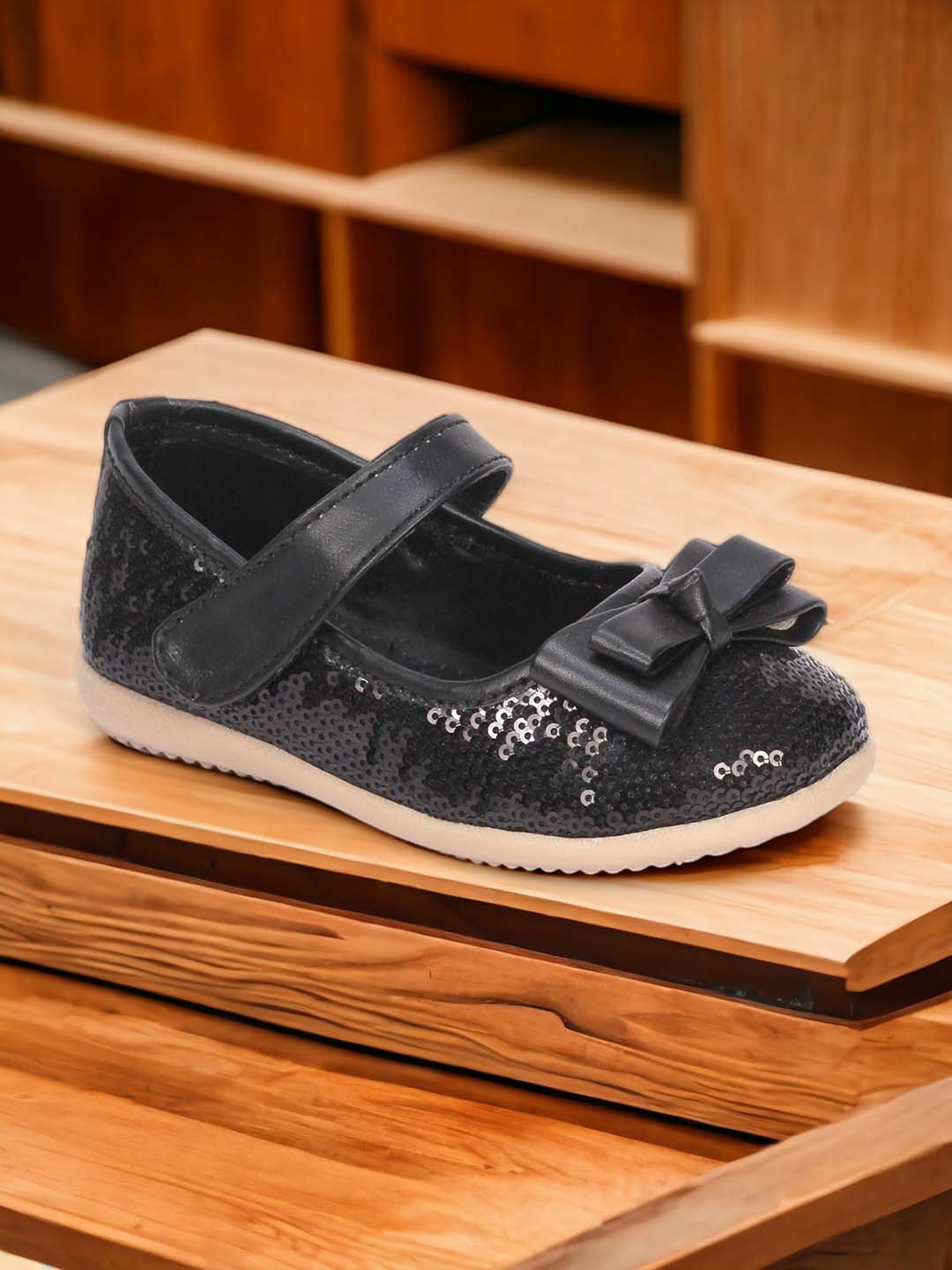 

Lil Lollipop Girls Embellished Velcro Ballerinas, Black