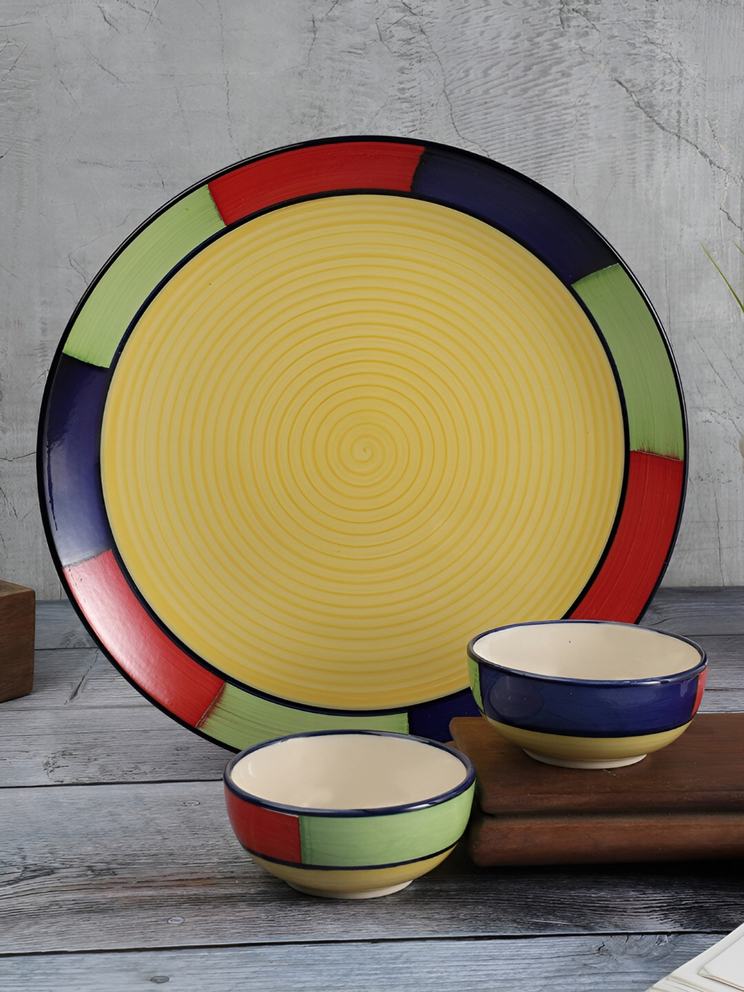

The Decor Lane Yellow & Red 3 Pieces Ceramic Plates