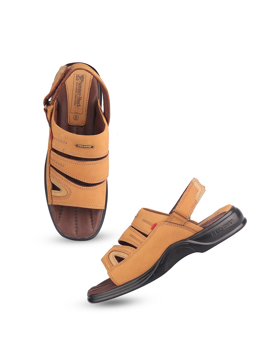 

Red Chief Men Leather Comfort Sandals, Rust