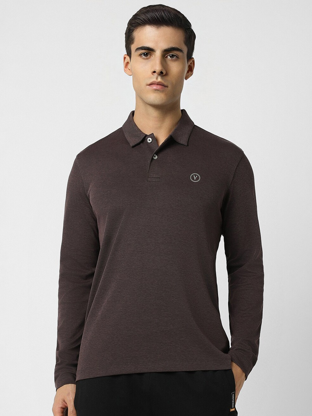 

Van Heusen Flex Polo Collar Slim Fit Cotton T-shirt, Brown