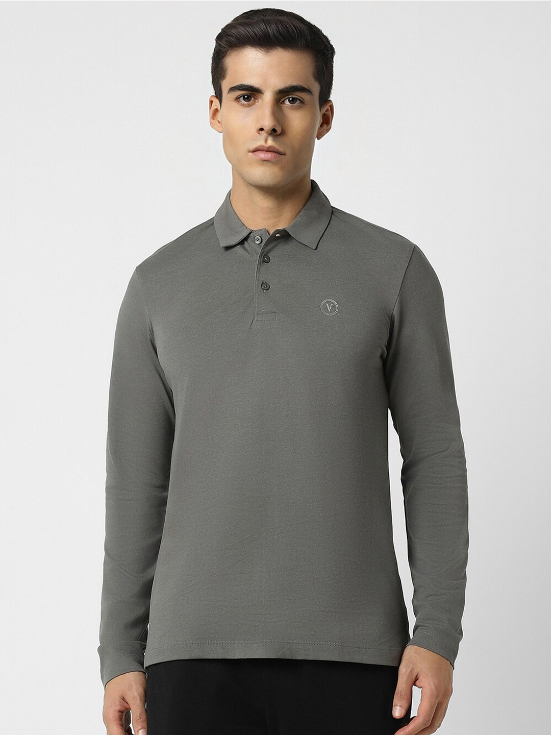 

Van Heusen Flex Polo Collar Slim Fit Cotton T-shirt, Grey
