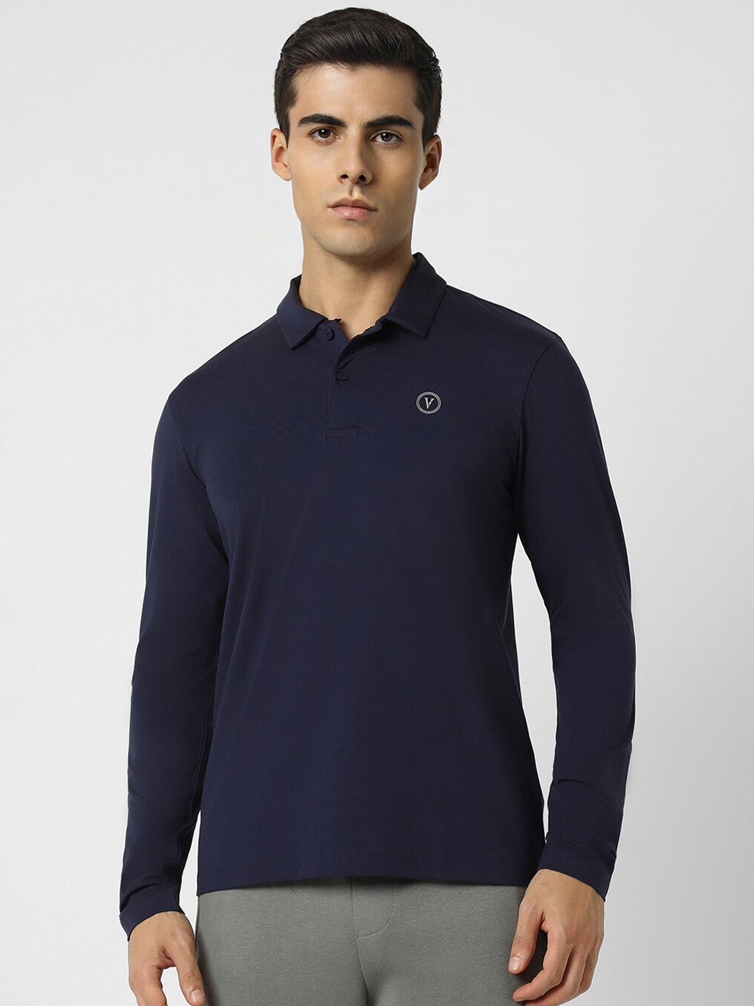 

Van Heusen Flex Polo Collar Slim Fit Cotton T-shirt, Navy blue