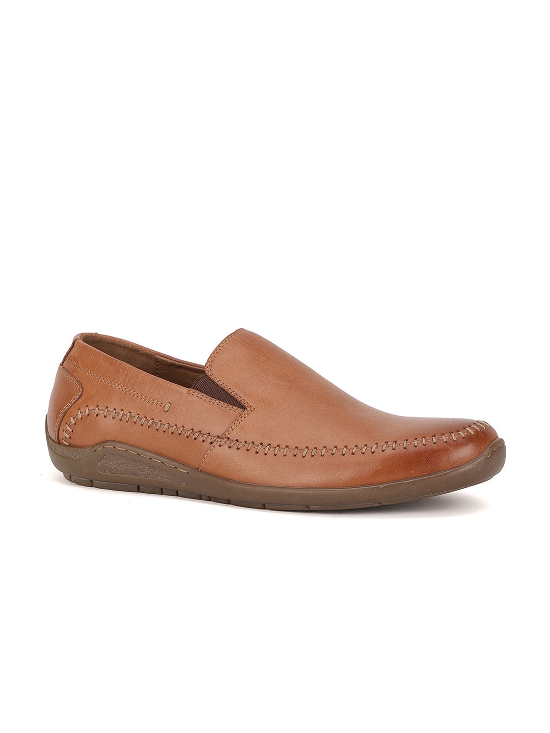 

Hush Puppies Men Textured Leather Formal Slip-Ons Shoes, Tan